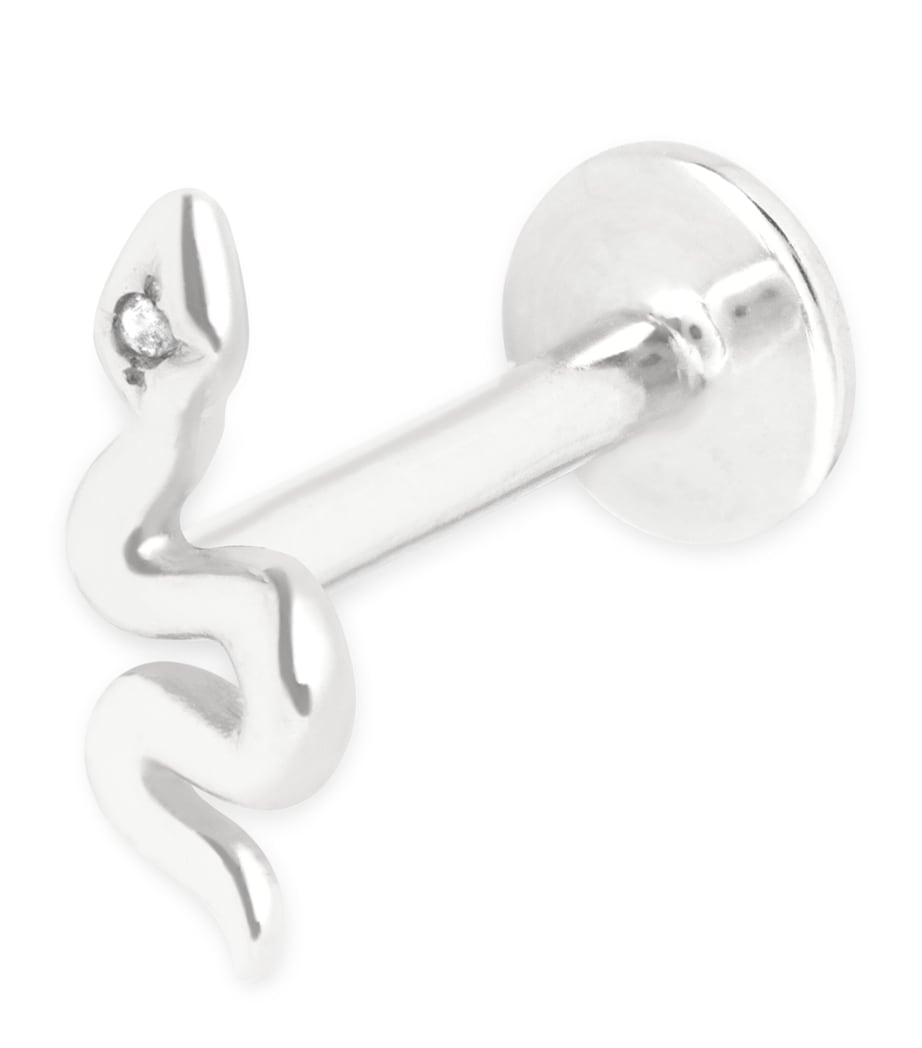 Astrid & Miyu White Gold and White Topaz Single Snake Stud Earring White Gold Image 1