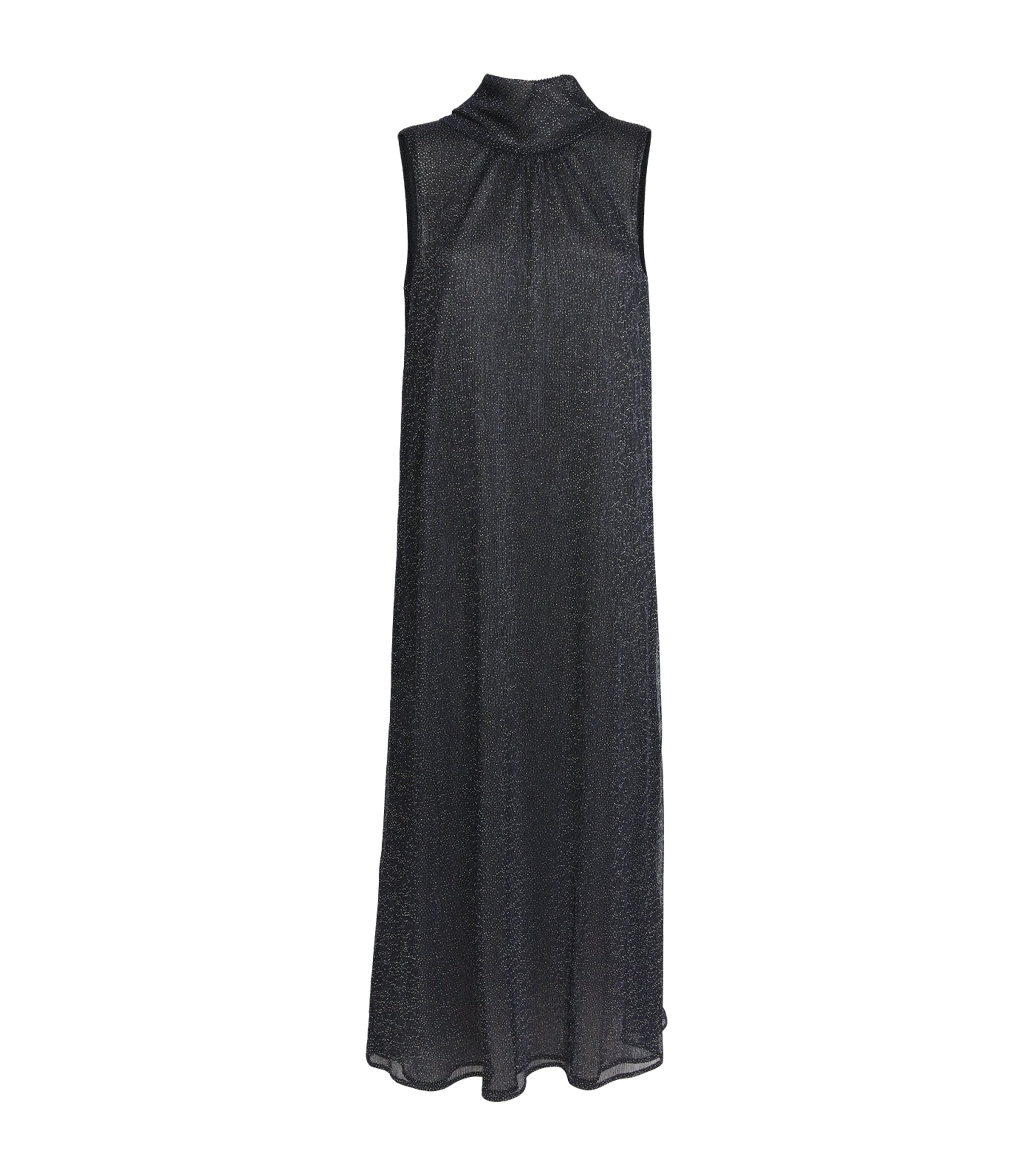 Talbot Runhof Womens Crystal-Embellished Tie-Neck Maxi Dress Royal Navy Image 1