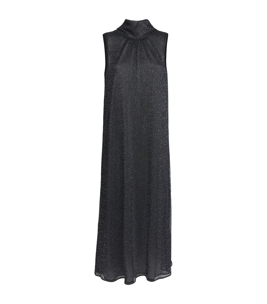 Talbot Runhof Womens Crystal-Embellished Tie-Neck Maxi Dress Royal Navy Image 1