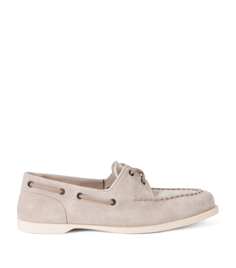 Leather Foil Boat Shoes GREY/DARK Image 1