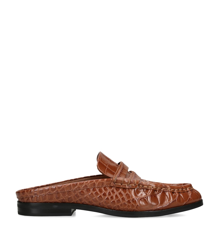 Simkhai Croc-Embossed Leather Dean Loafers Tan Image 1