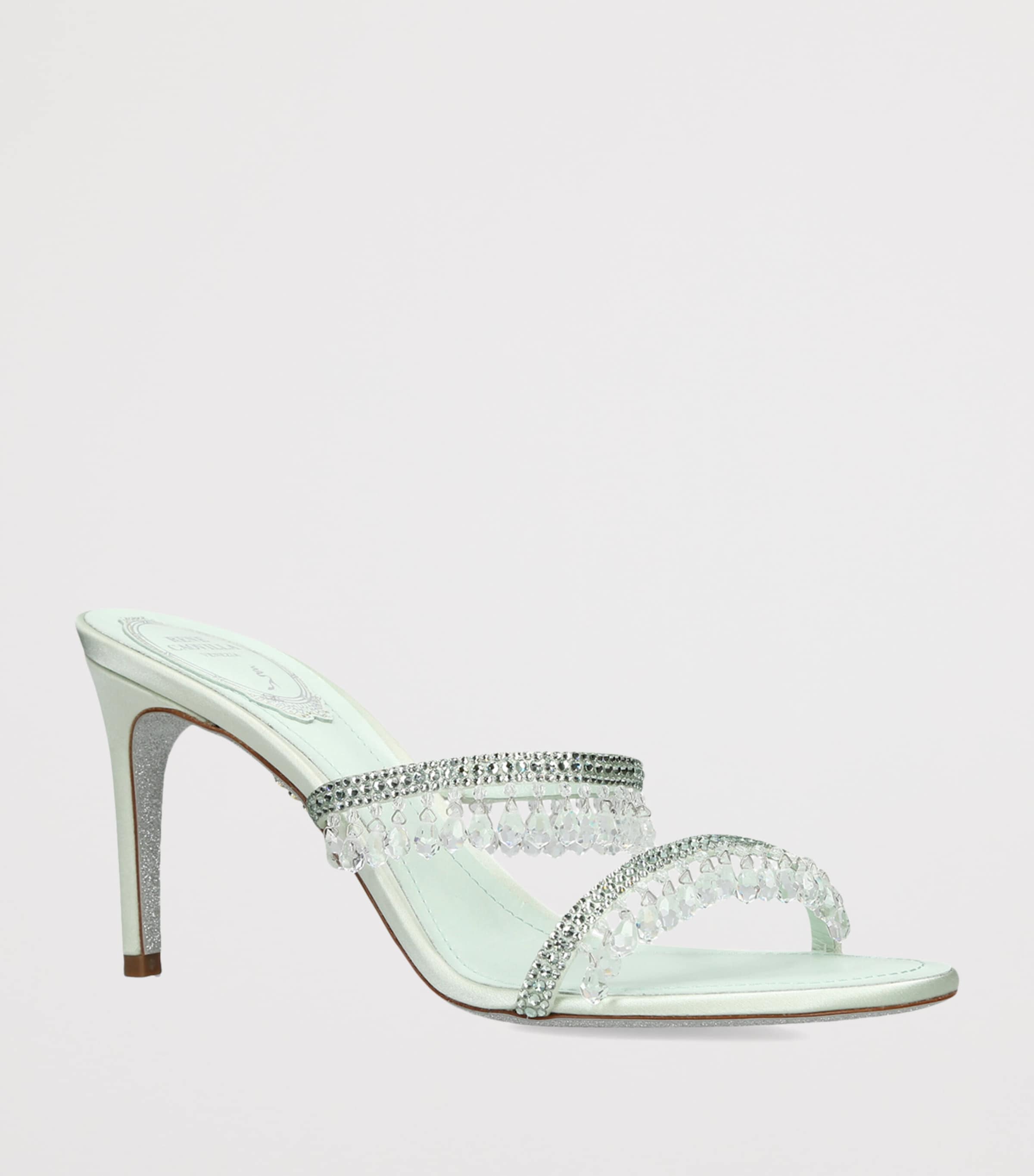 René Caovilla Leather Chandelier Mules 80 Pale Green Image 2