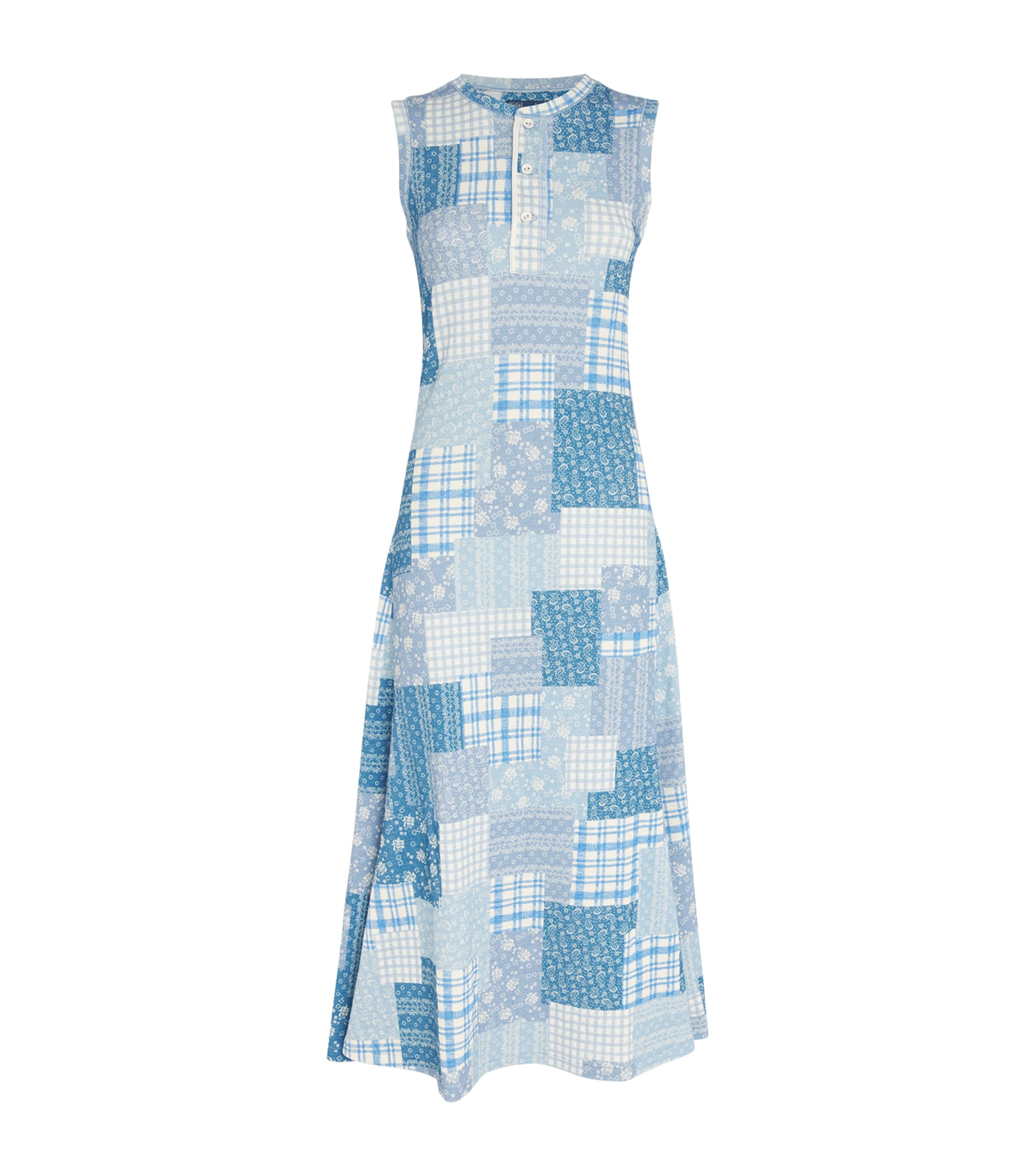 Polo Ralph Lauren Floral Patchwork Midi Dress In Blue