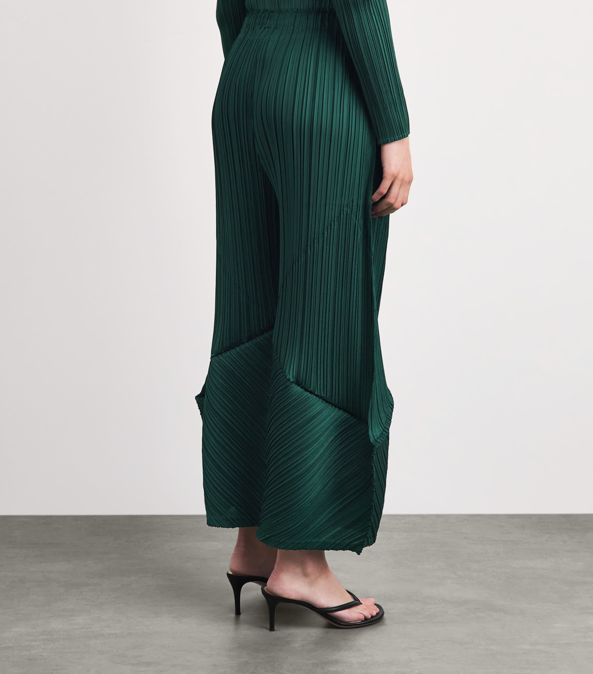 Pleats Please Issey Miyake Womens Thicker Bottoms 2 Flared Trousers Dark Green Image 5