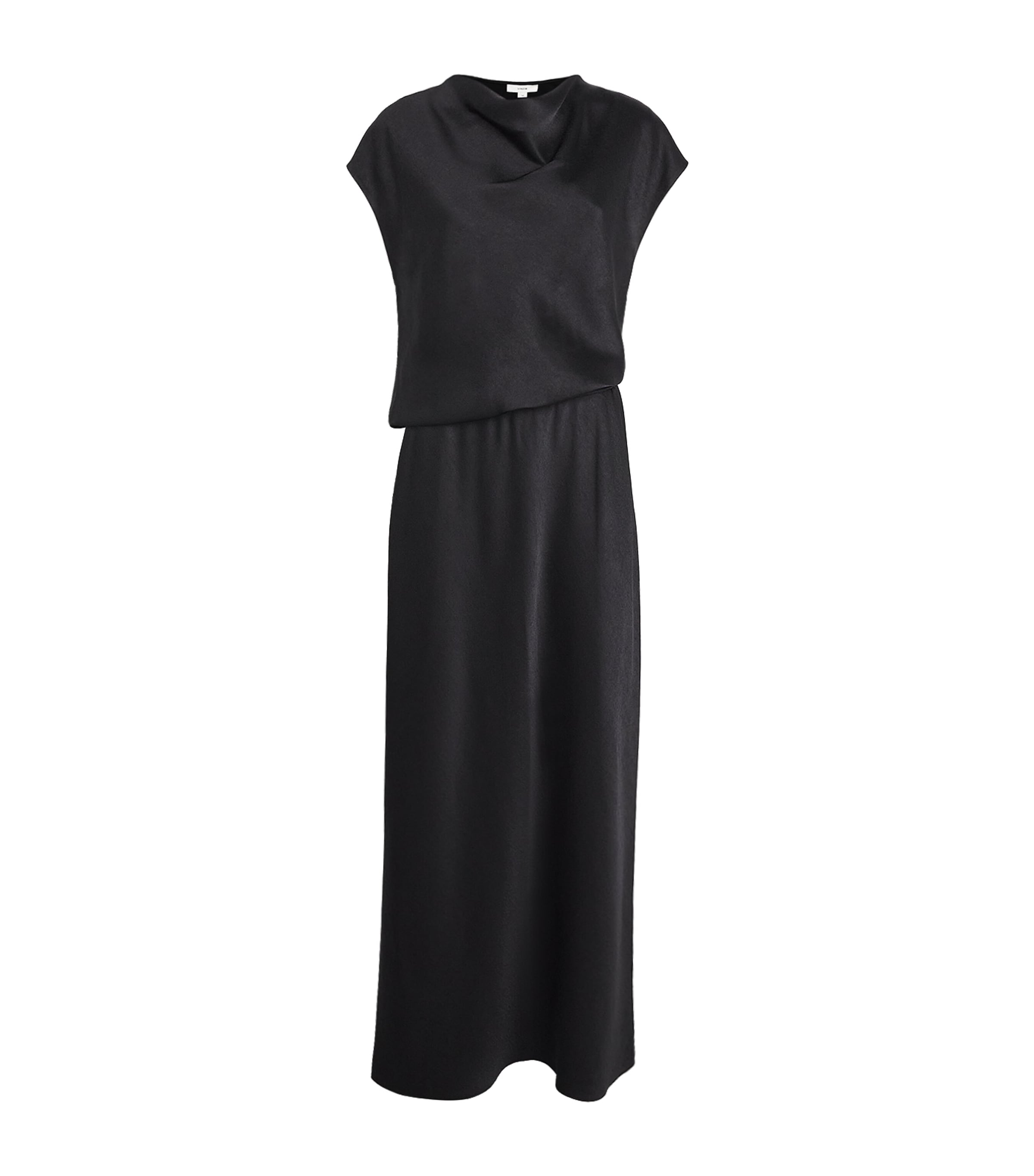Satin Draped Maxi Dress 001BLK Image 1