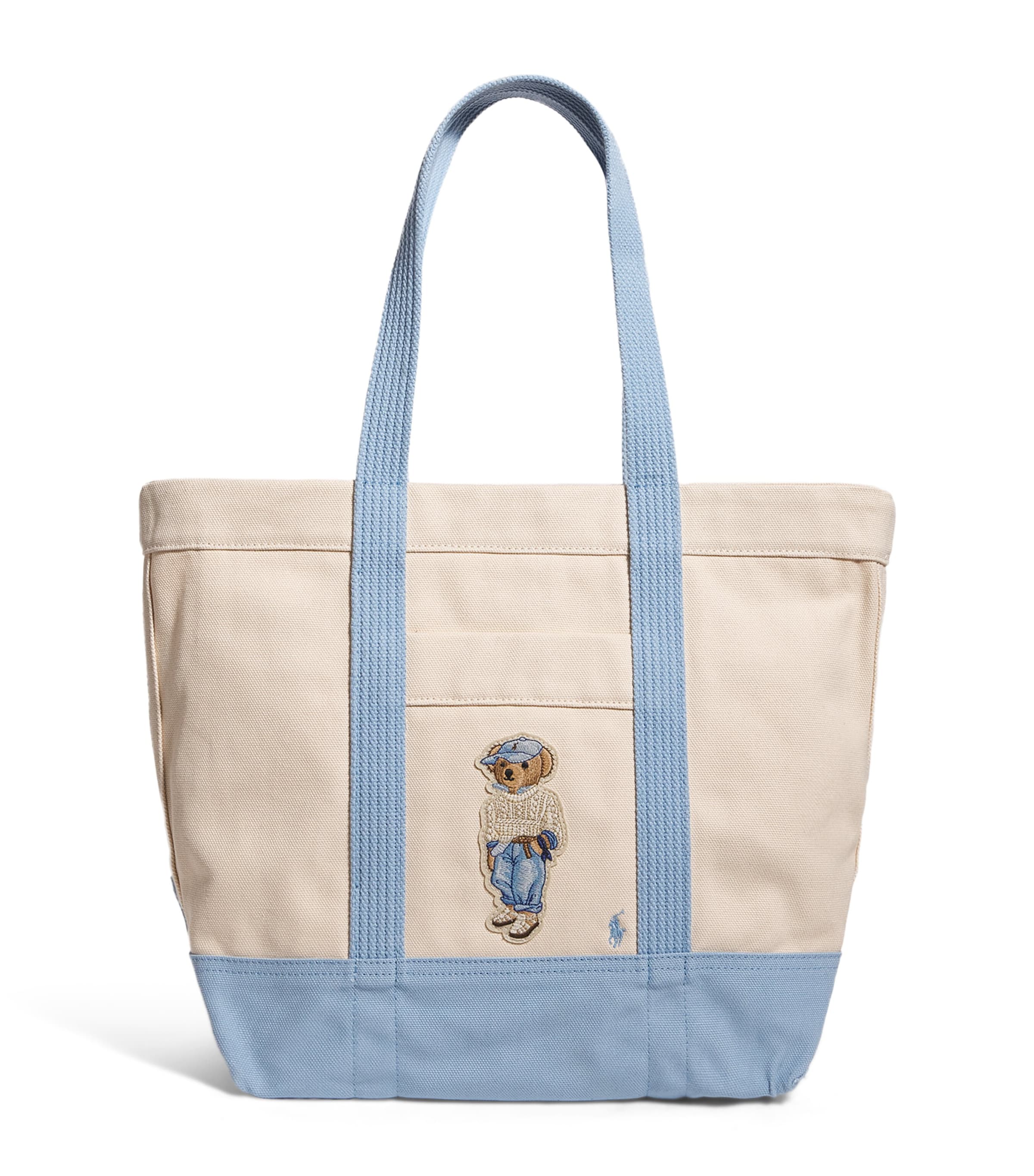 Polo Ralph Lauren Medium Canvas Polo Bear Tote Bag Blue Image 1
