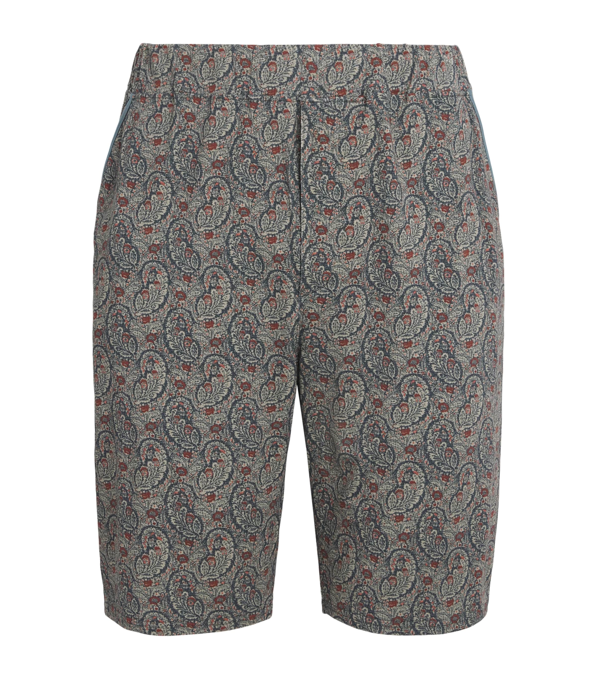 Homebody Mens Stretch-Modal Paisley Pyjama Shorts Neem Image 1
