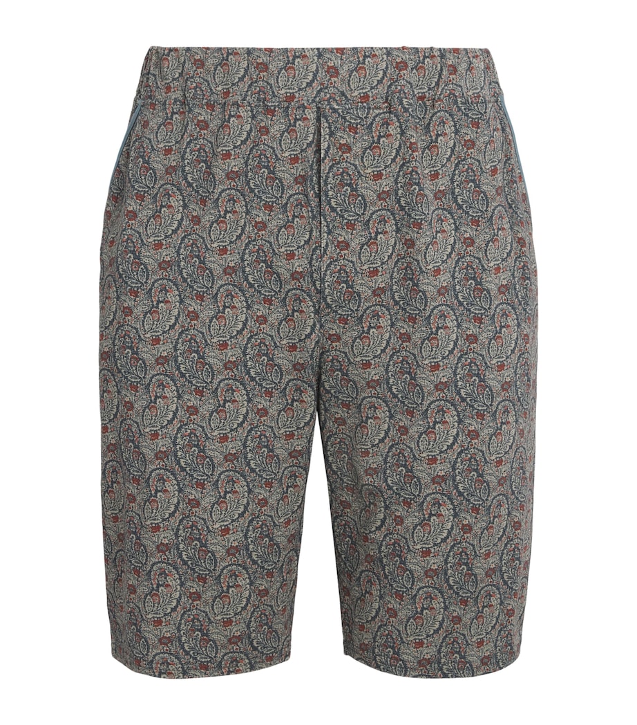 Homebody Mens Stretch-Modal Paisley Pyjama Shorts Neem Image 1