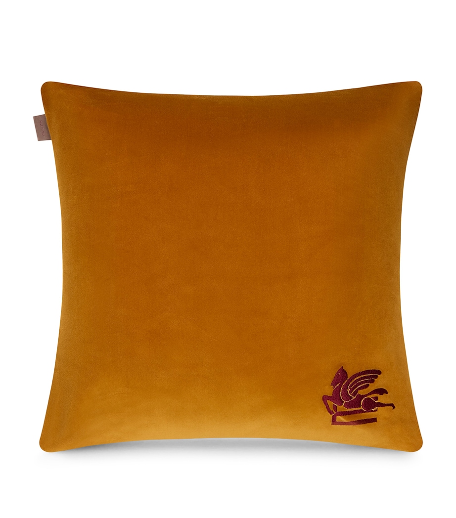 Etro Cotton Velvet Embroidered Gombo Cushion (45cm x 45cm) Dark Camel Image 2
