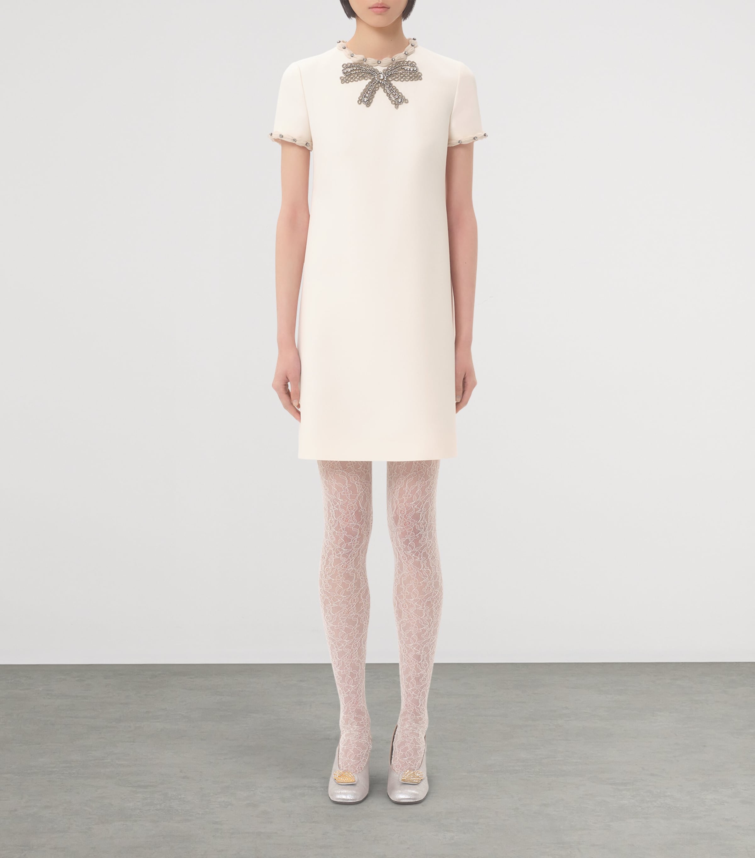 Valentino Womens Wool-Silk Bow-Embellished Mini Dress Image 3