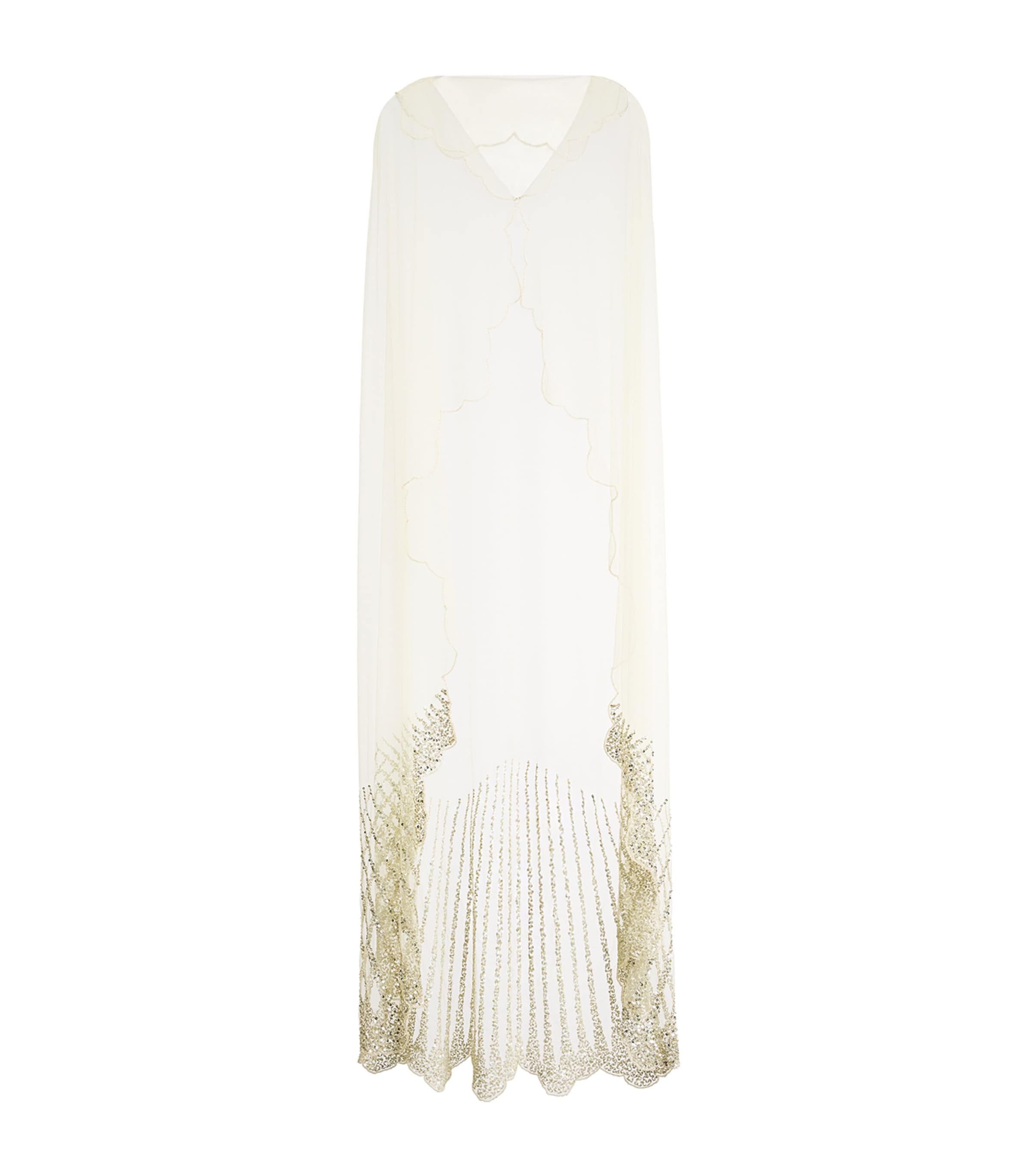 Clio Peppiatt Womens Embellished Tulle Moonray Cape Excl Gold Image 1