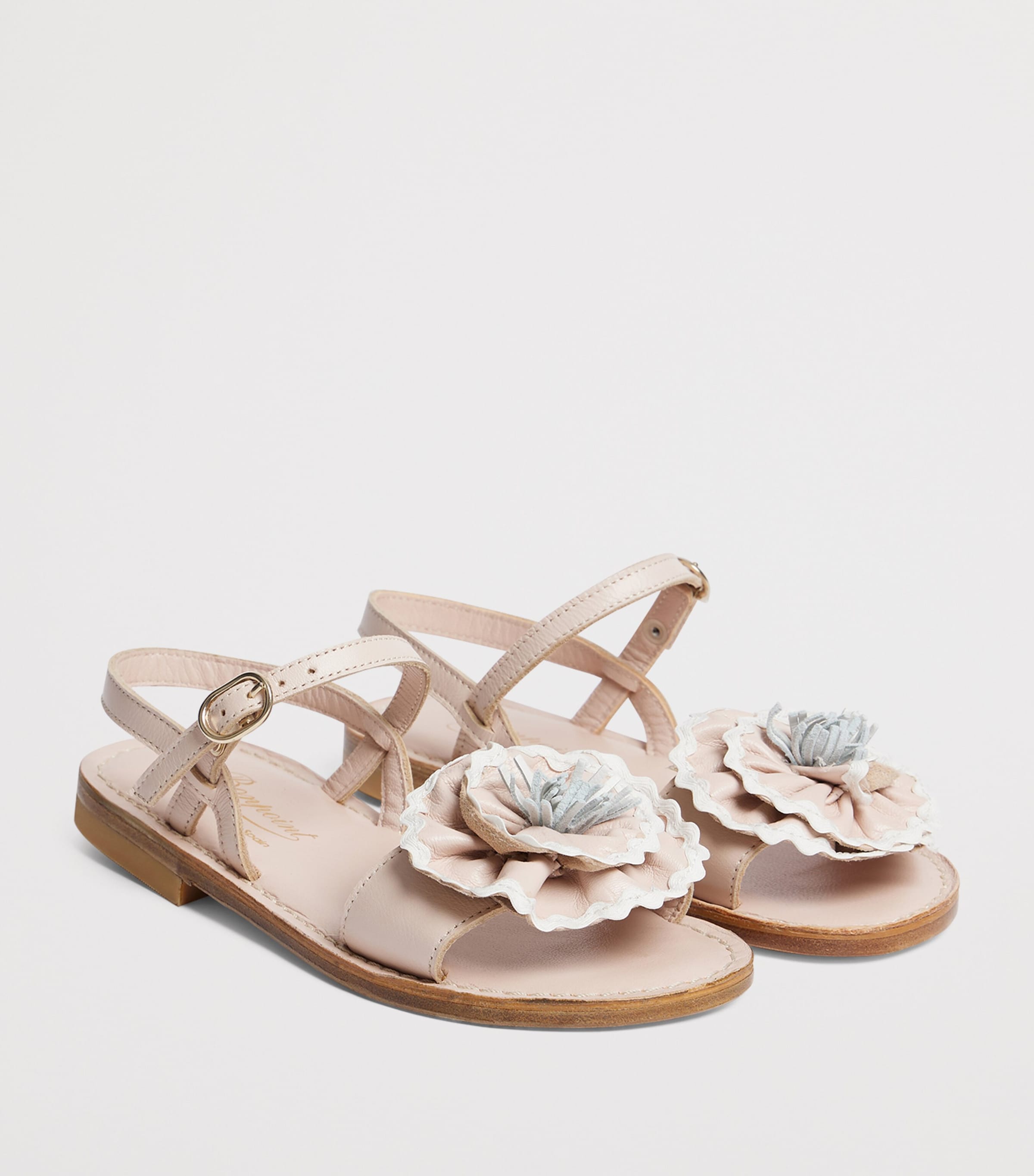 Leather Floral Sandals ROSE POUDRE Image 2