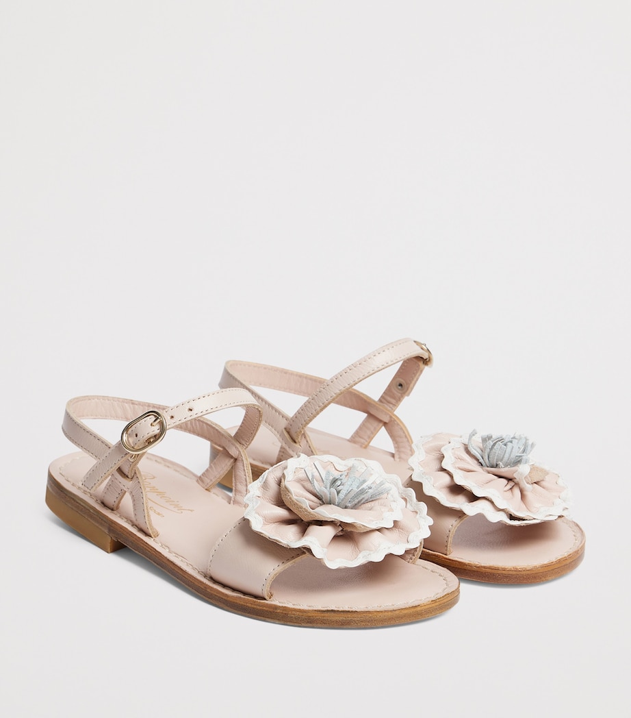 Leather Floral Sandals ROSE POUDRE Image 2