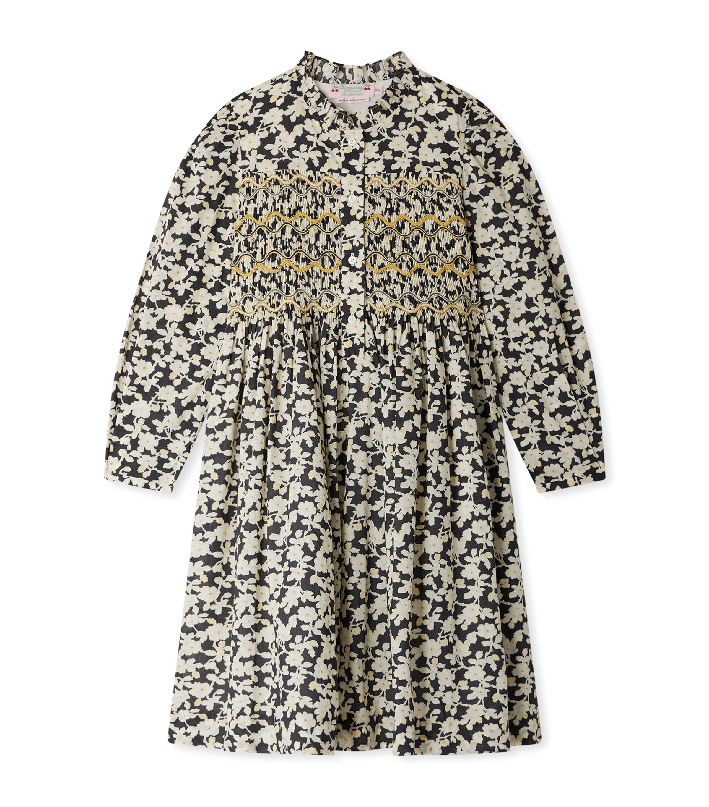 Organic Cotton Floral Dress (4-14 Years) FLEURS NOIR Image 1