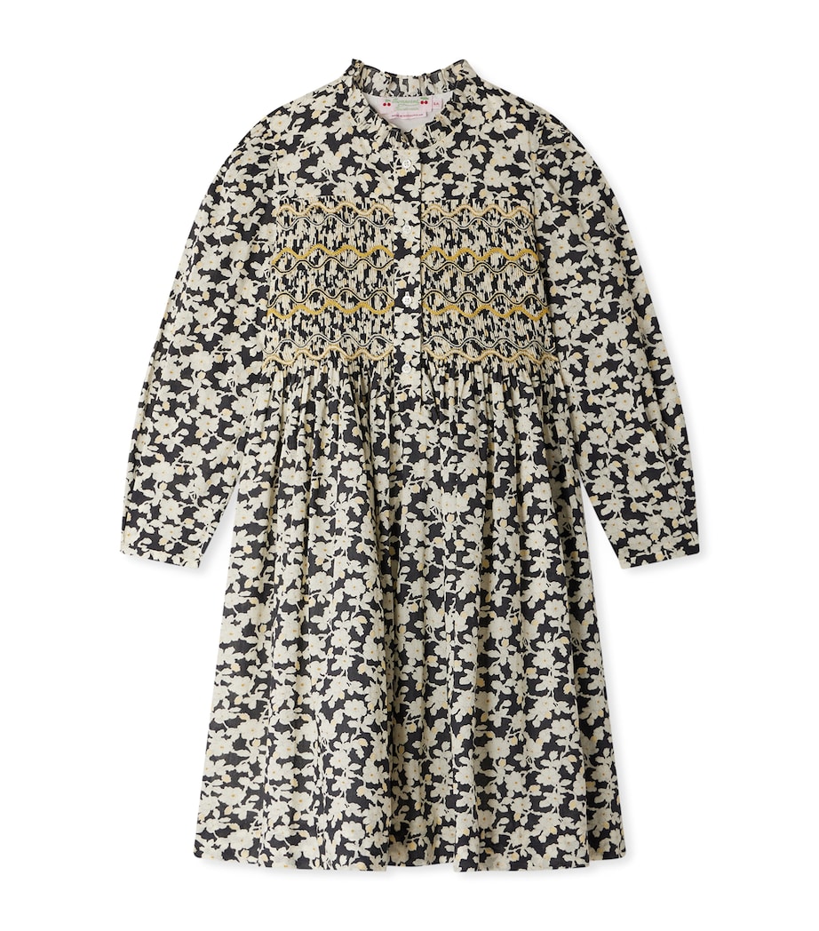 Organic Cotton Floral Dress (4-14 Years) FLEURS NOIR Image 1