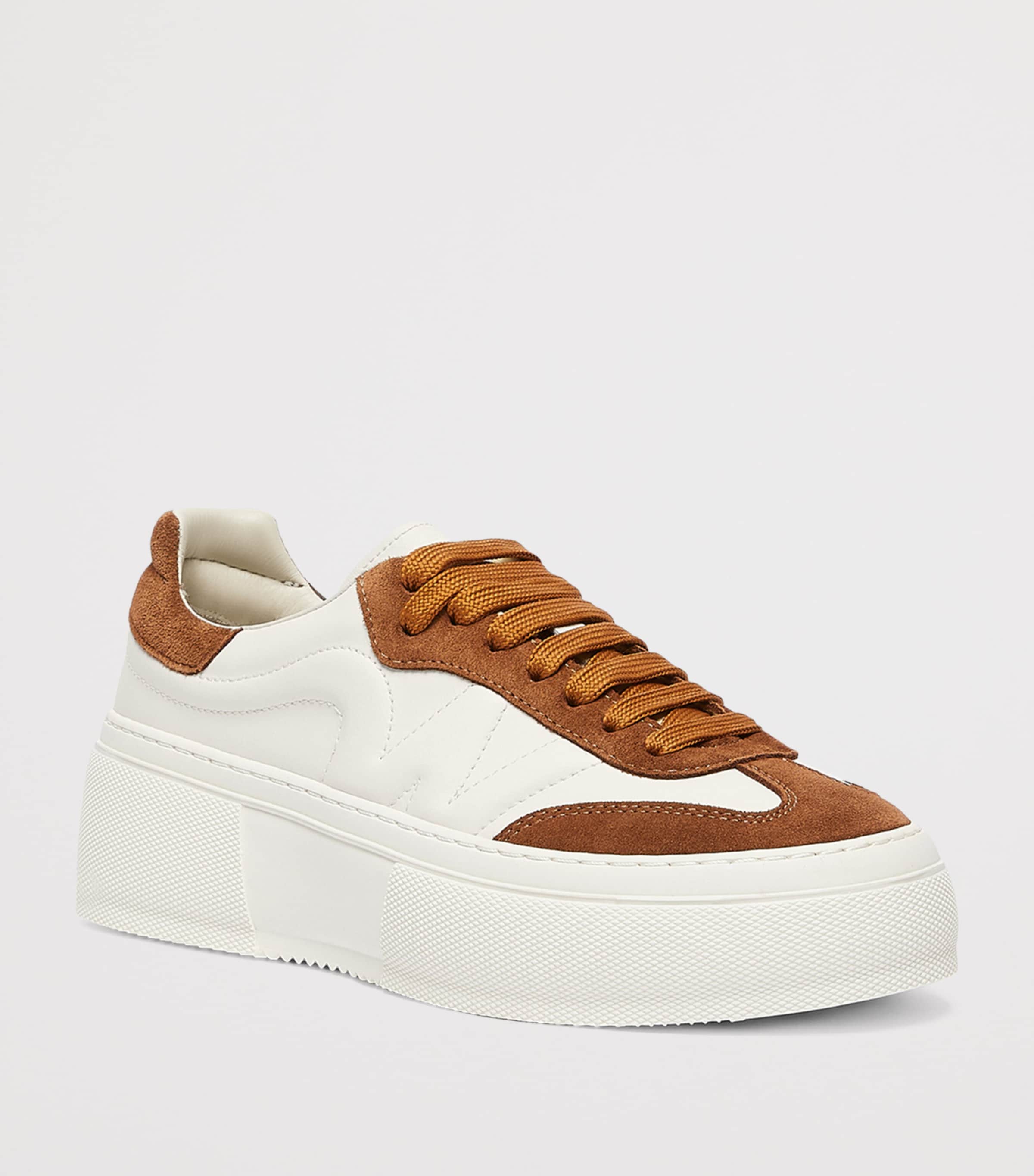 Weekend Max Mara Leather Platform Sneakers Tobacco Image 3