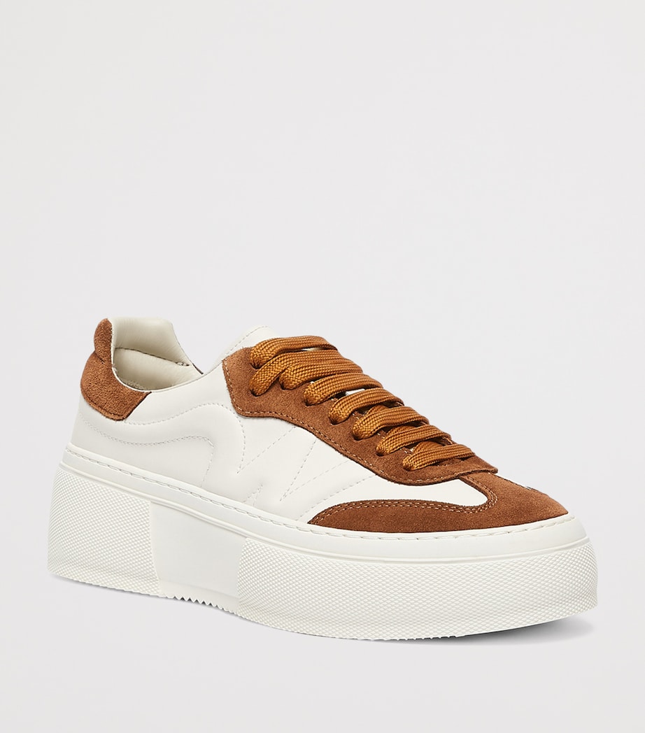Weekend Max Mara Leather Platform Sneakers Tobacco Image 3