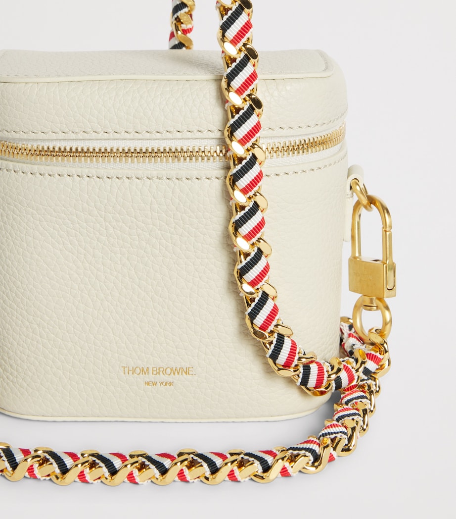Thom Browne Leather Box Pouch Off White Image 5