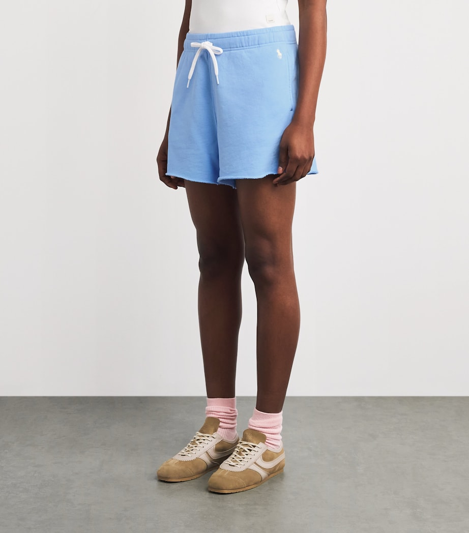 Polo Ralph Lauren Womens Fleece Cut-Off Shorts Baby Blue Image 4