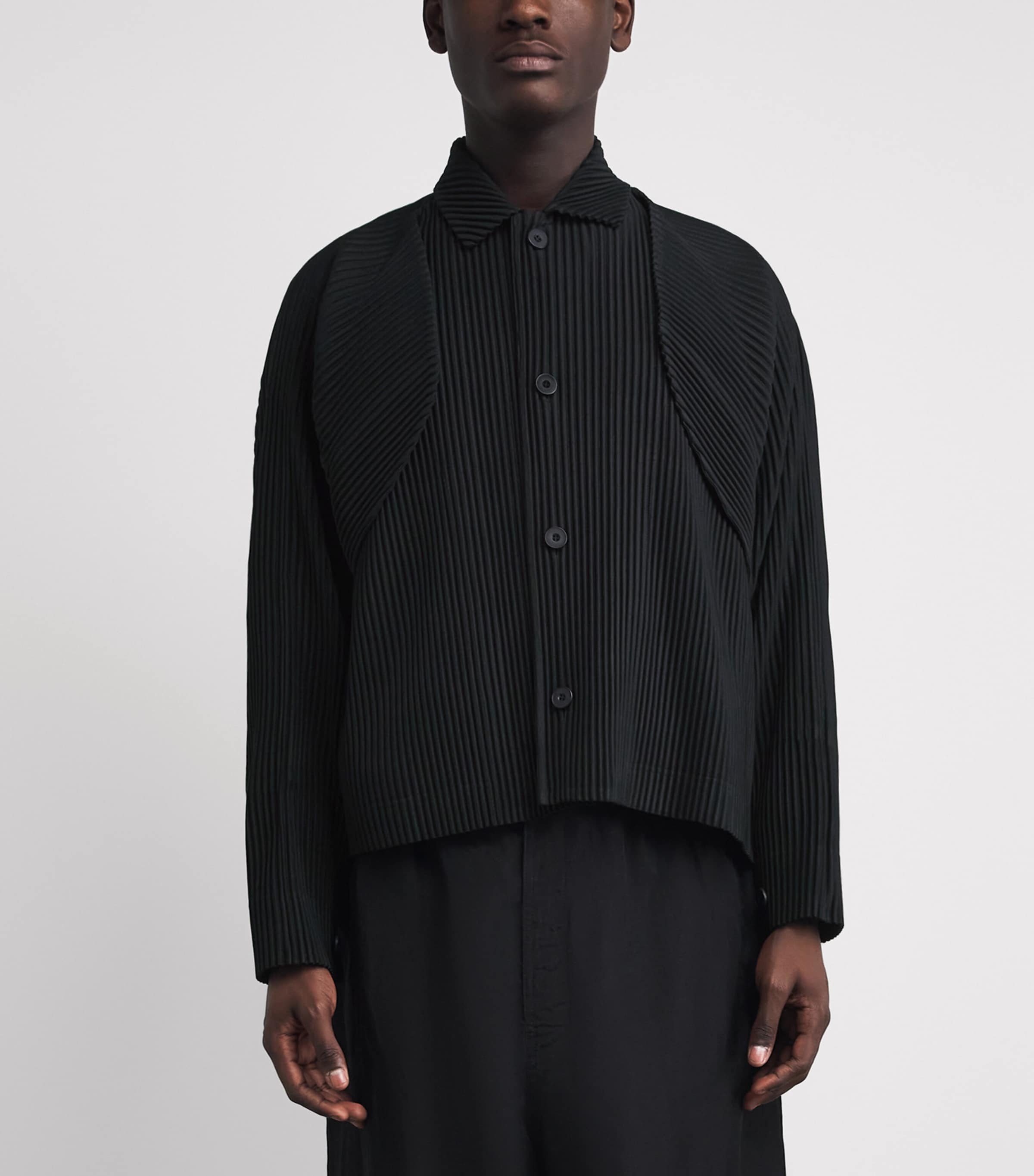 Homme Plissé Issey Miyake Mens Pleated Cover and Fold Jacket Black Image 4