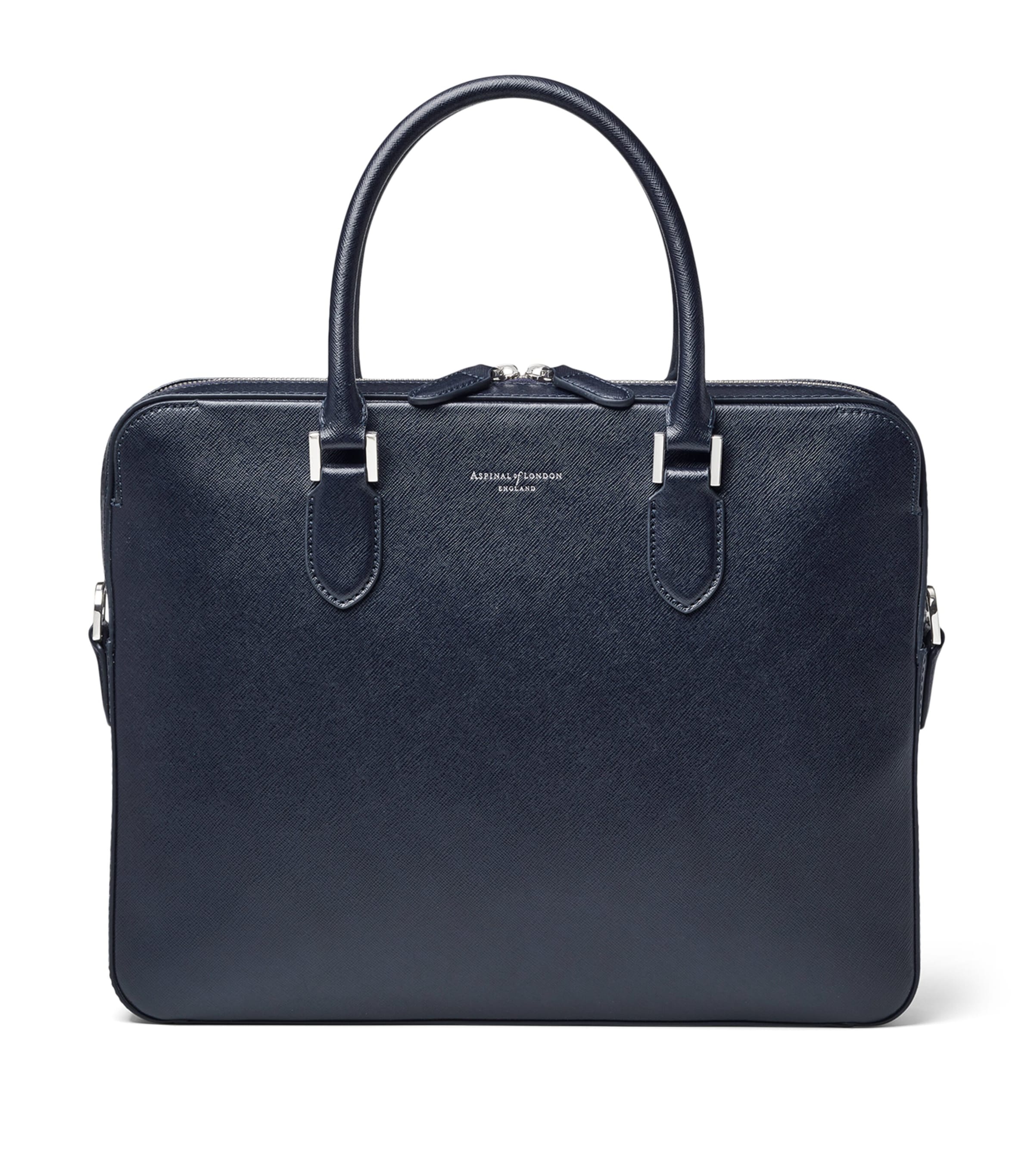 Aspinal Of London Leather Mount Street Briefcase Bag Navy Image 2
