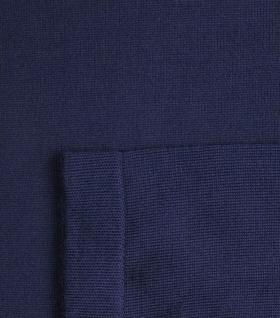 Falke Mens Wool Long-Sleeve Polo Shirt Space Blue Image 6