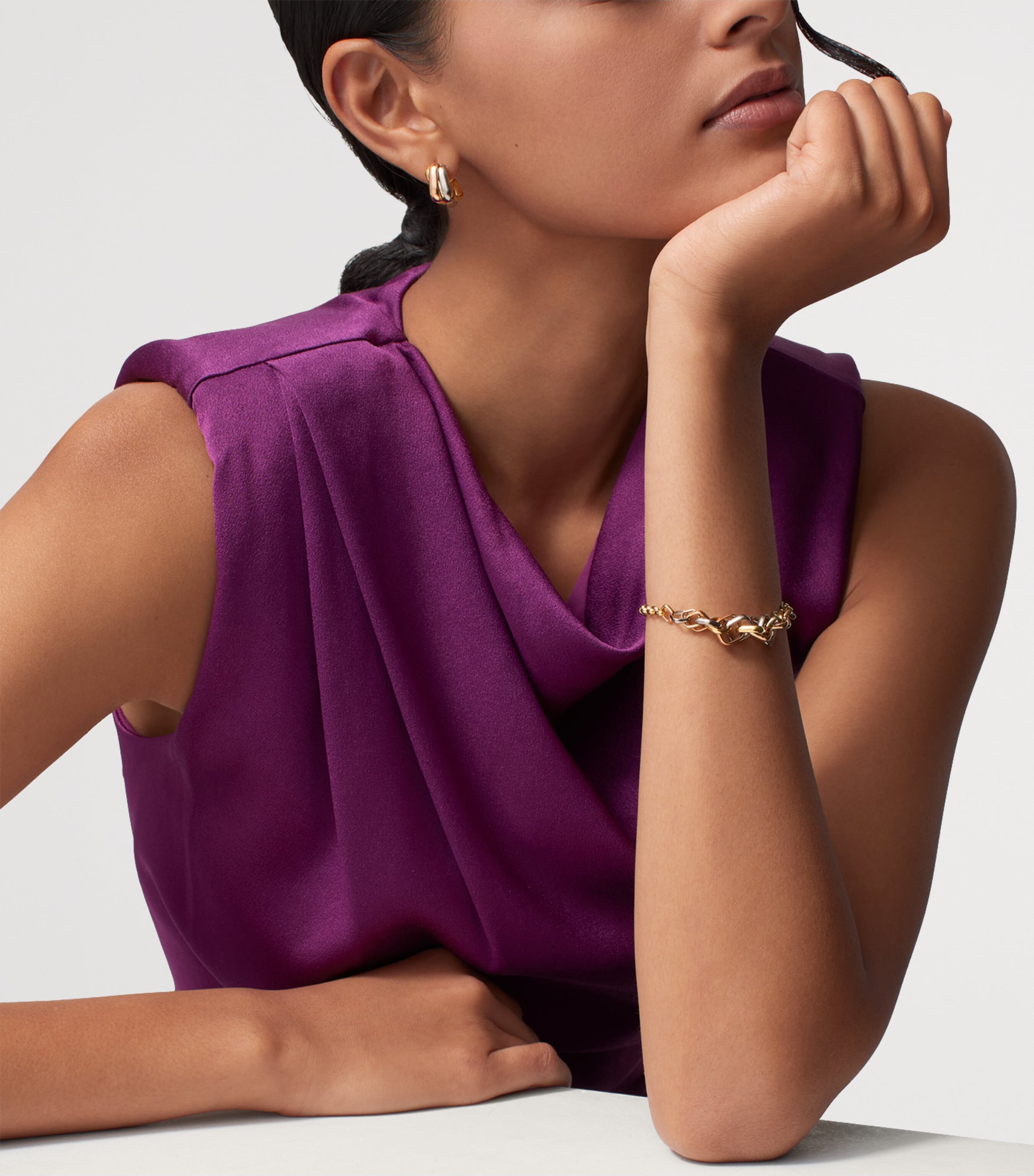 White, Rose and Yellow Gold Trinity Box Earrings WHITE GOLD Image 3