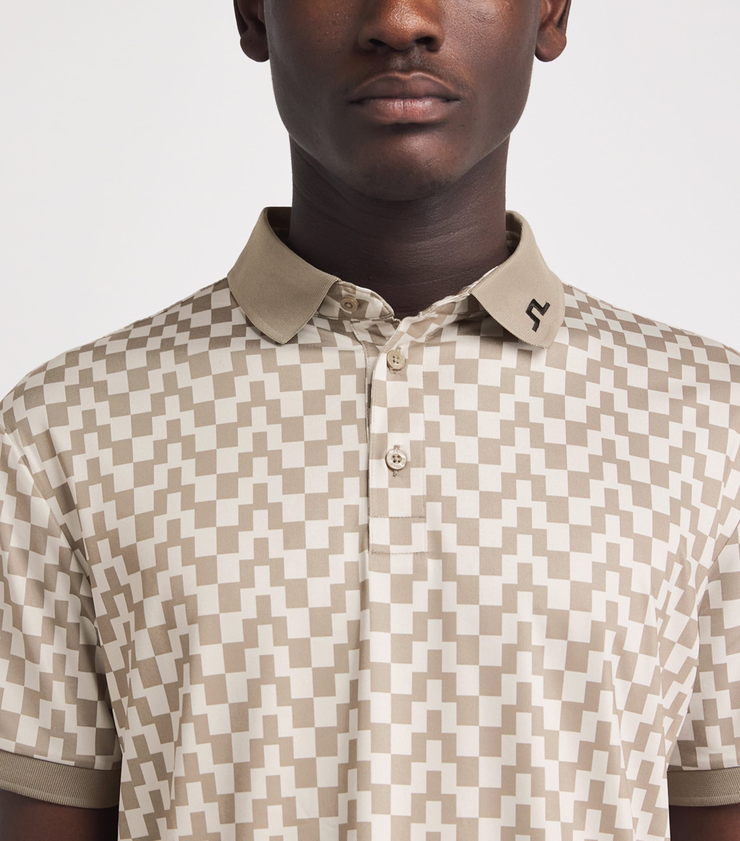 J Lindeberg Mens Tour Tech Print Polo Shirt Bridge Stack Image 3