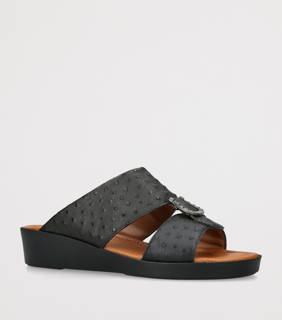Leather Struzzo Sandals BLACK Image 3