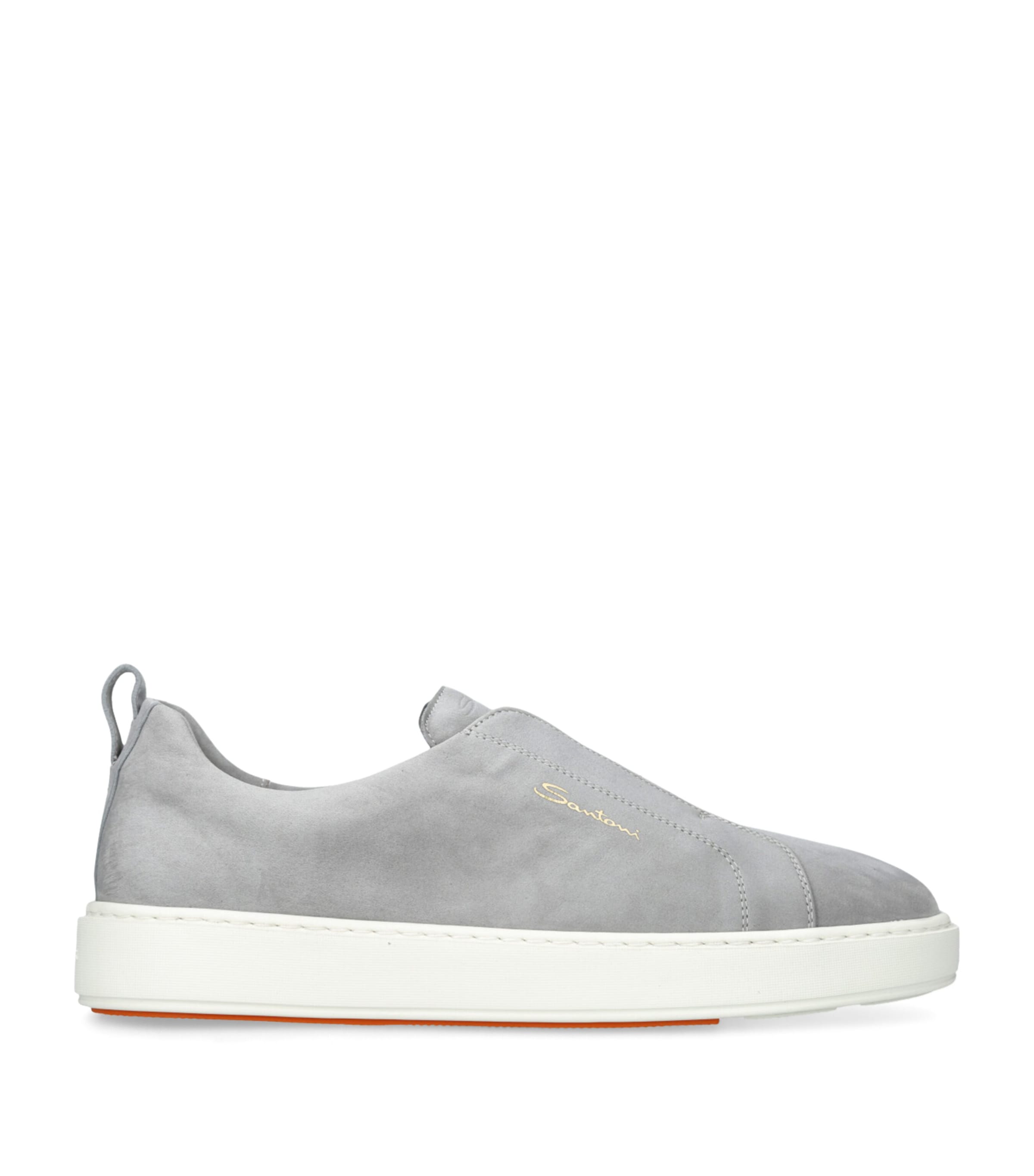Santoni Grey Suede Slip-On Clean Icon Sneakers | Harrods MU display picture 3