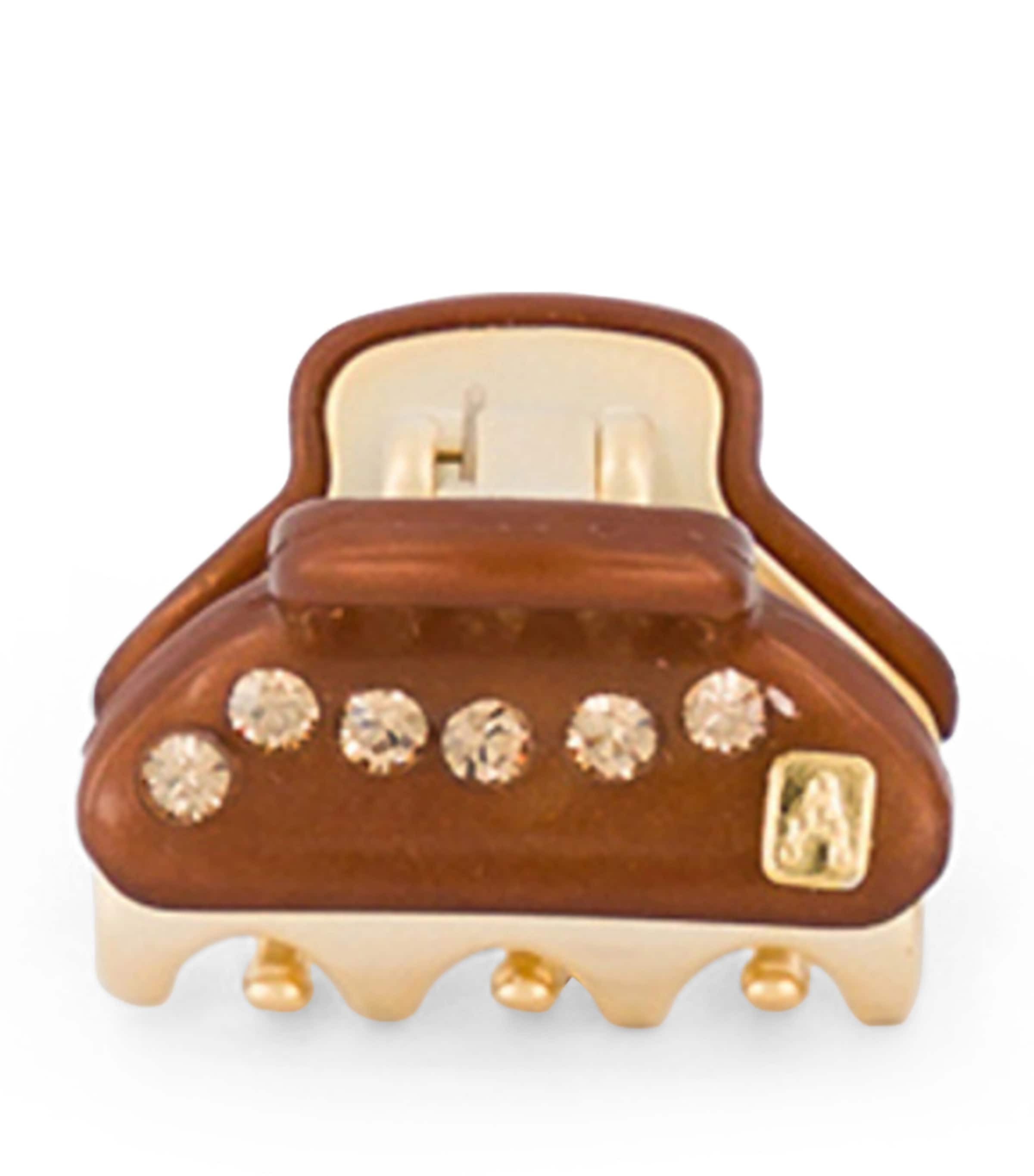 Alexandre de Paris Gold-Plated Mini Claw Hair Clip Pail Brun/or Image 1