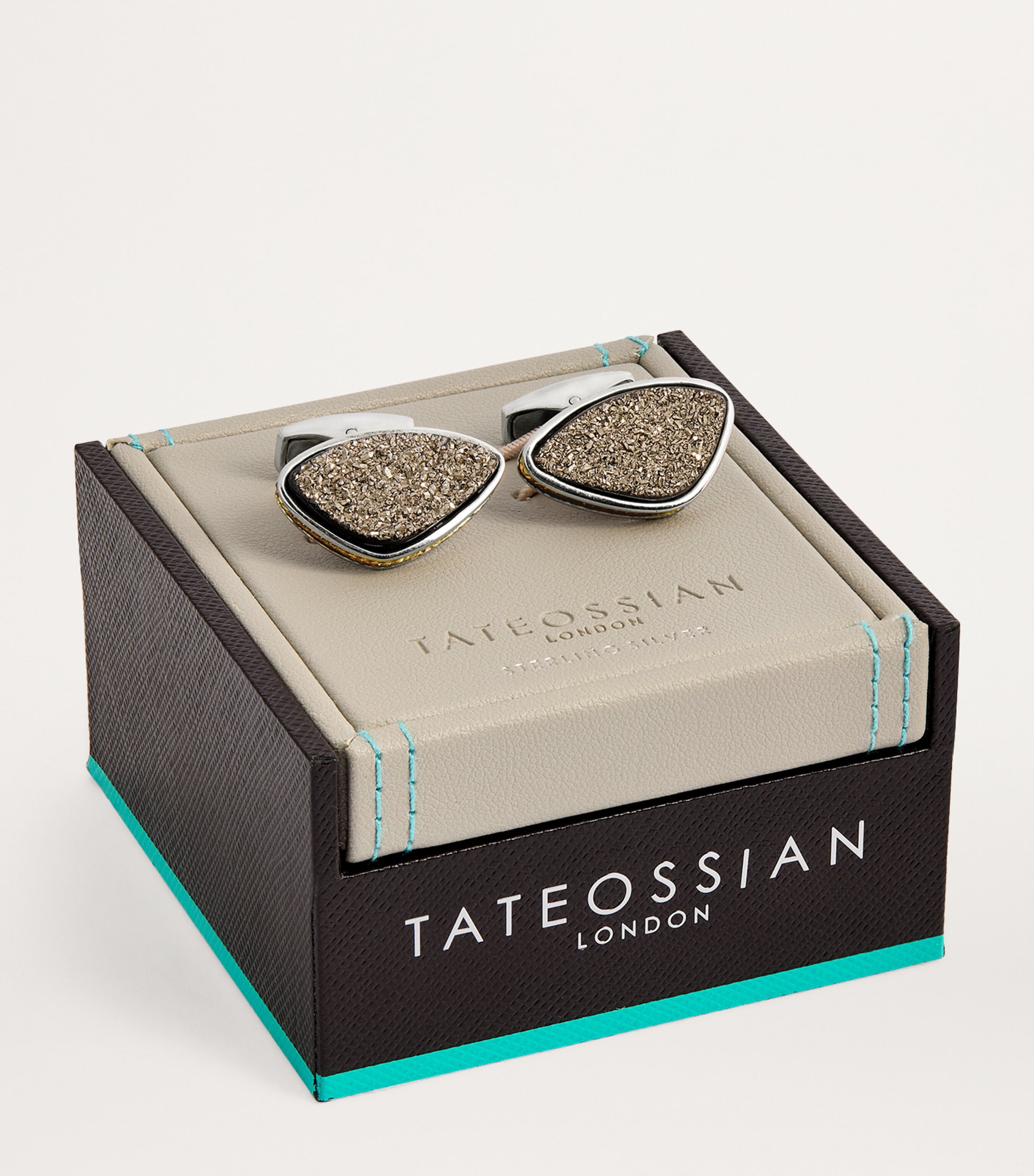 Tateossian Sterling Silver and Drusy Cufflinks Silver Image 3