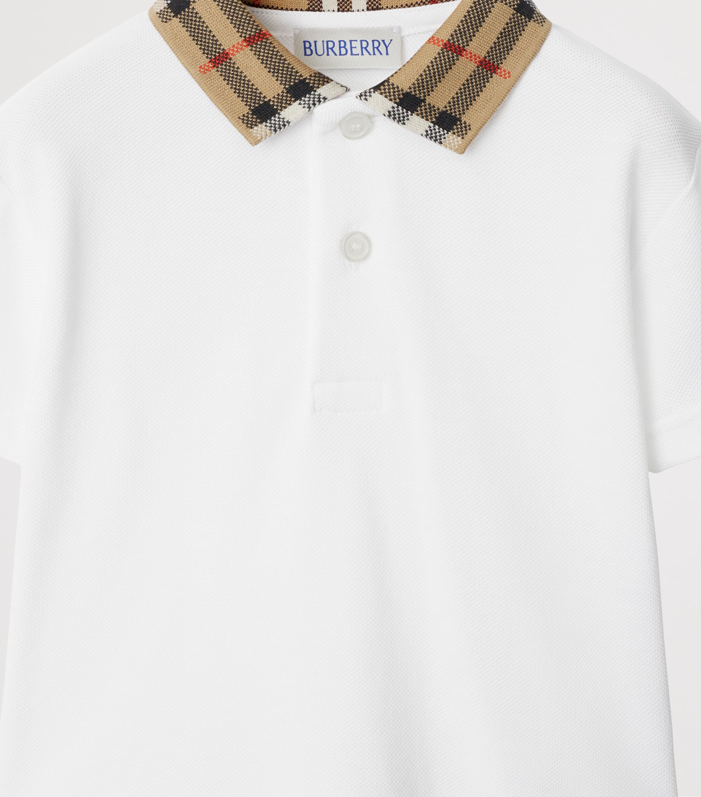 Cotton Check-Collar Polo Shirt (6-24 Months) WHITE Image 3