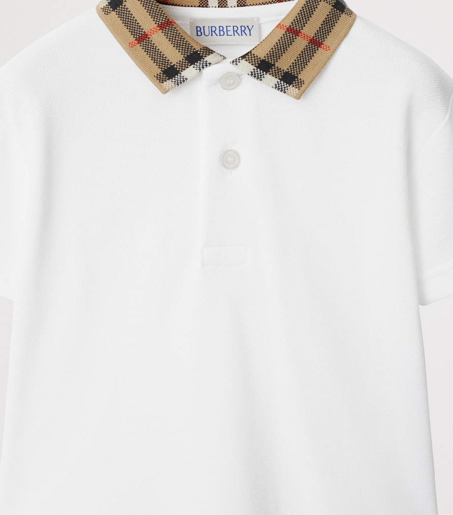 Cotton Check-Collar Polo Shirt (6-24 Months) WHITE Image 3