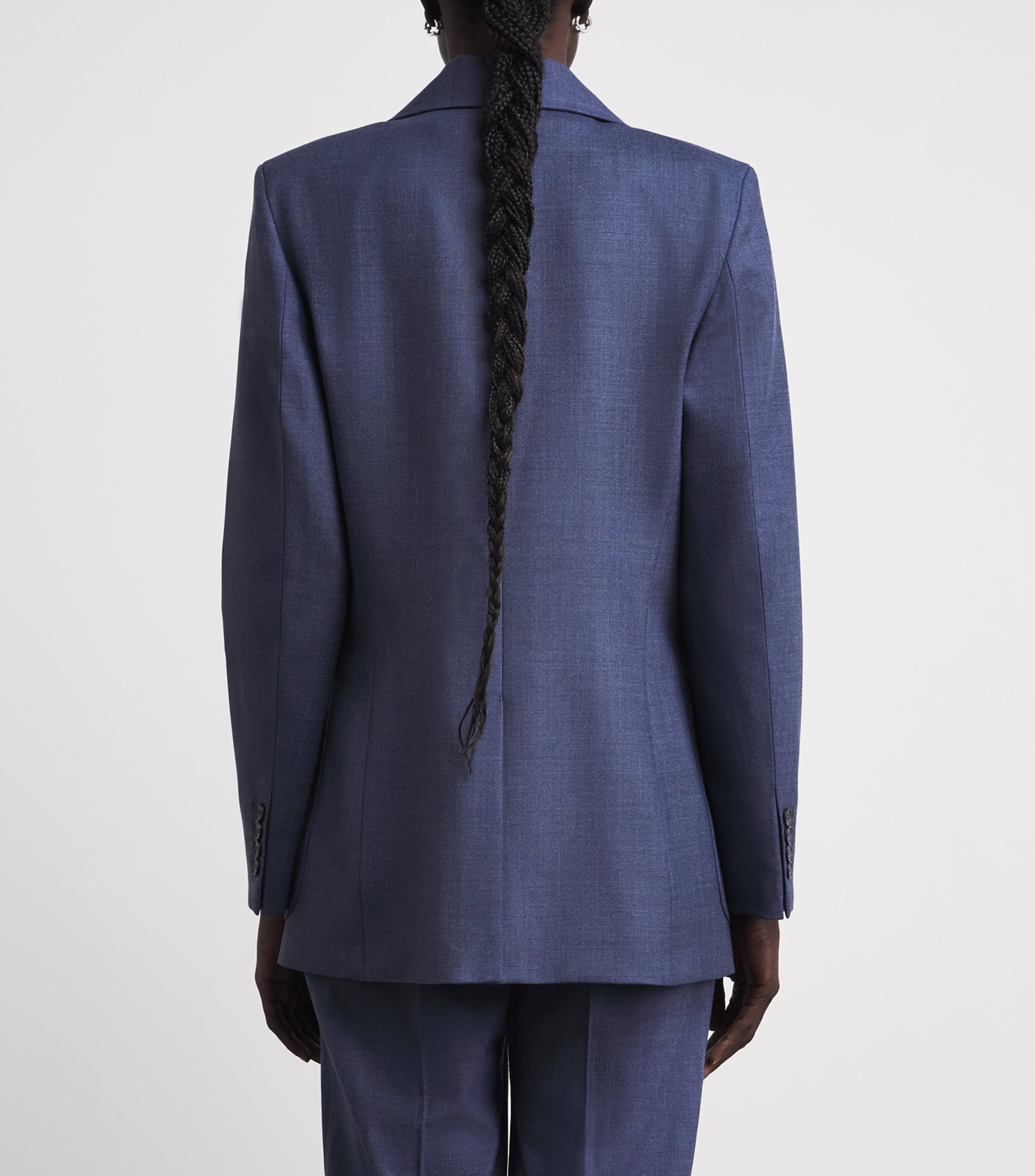 Victoria Beckham Womens Katherine Blazer Dusk Blue Melange Image 5