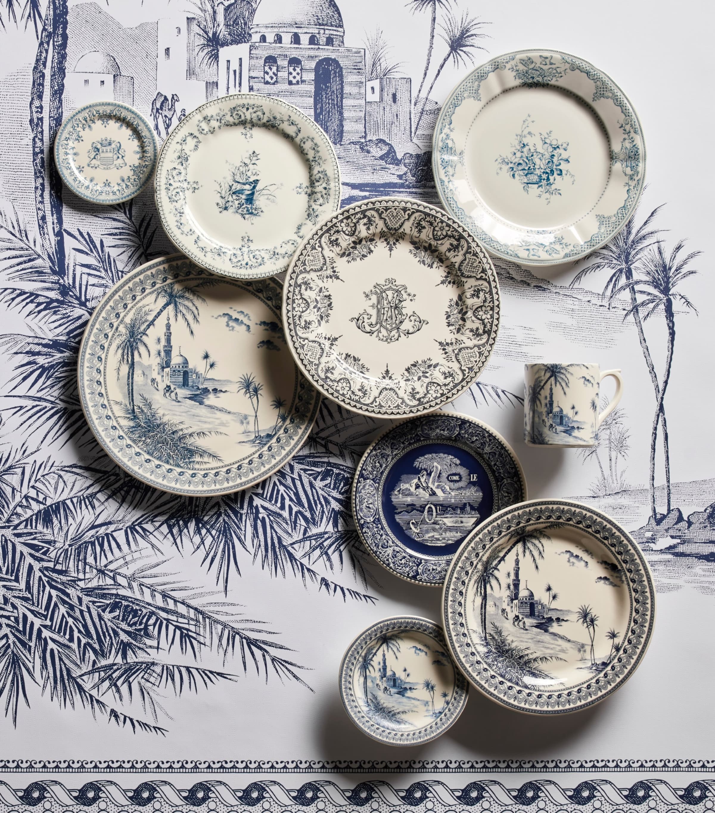 Set of 6 Ceramic Dépareillé Dinner Plates (27cm) BLUE Image 8