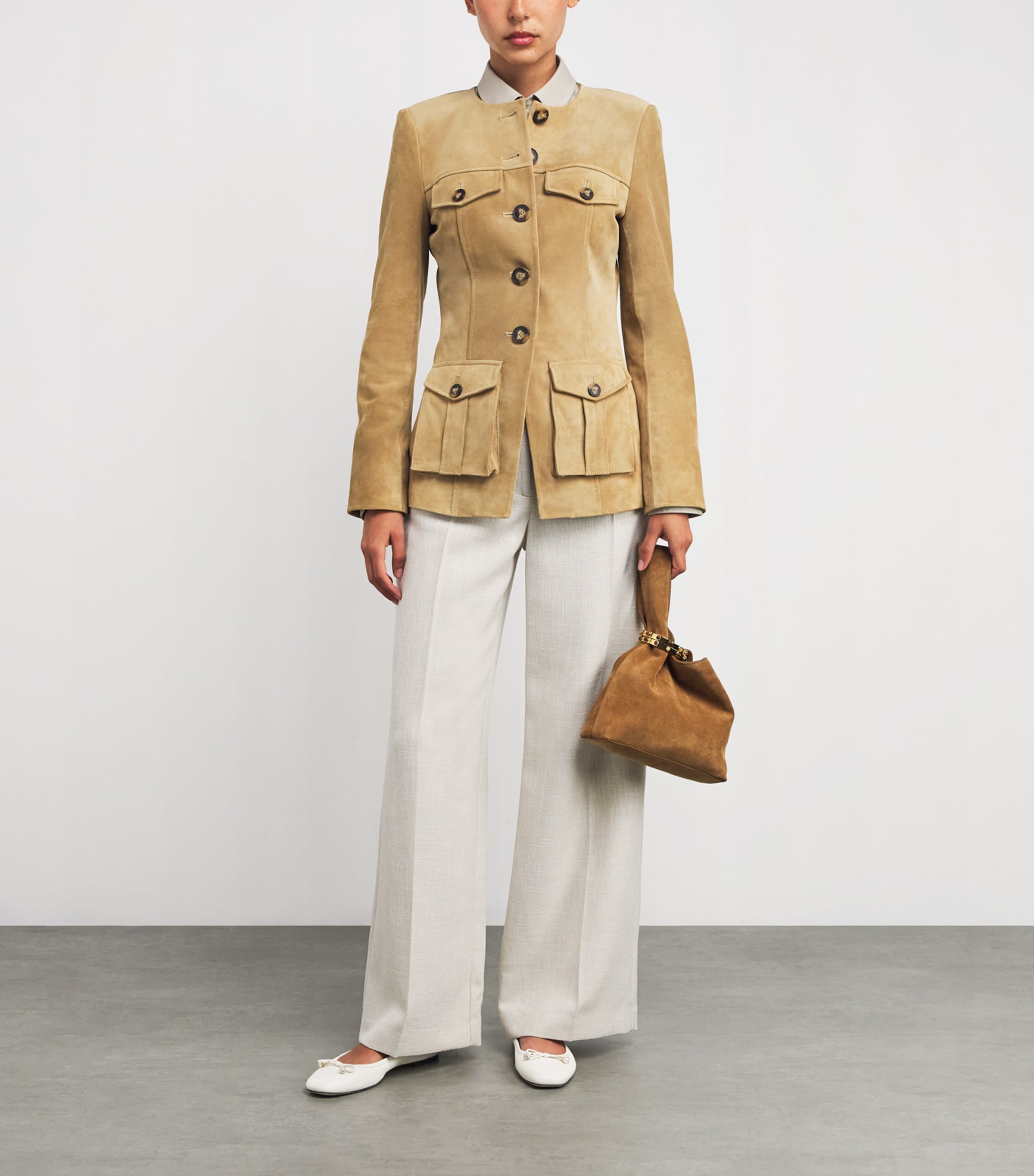 Elme Lambskin Ballet Flats LATTE Image 6