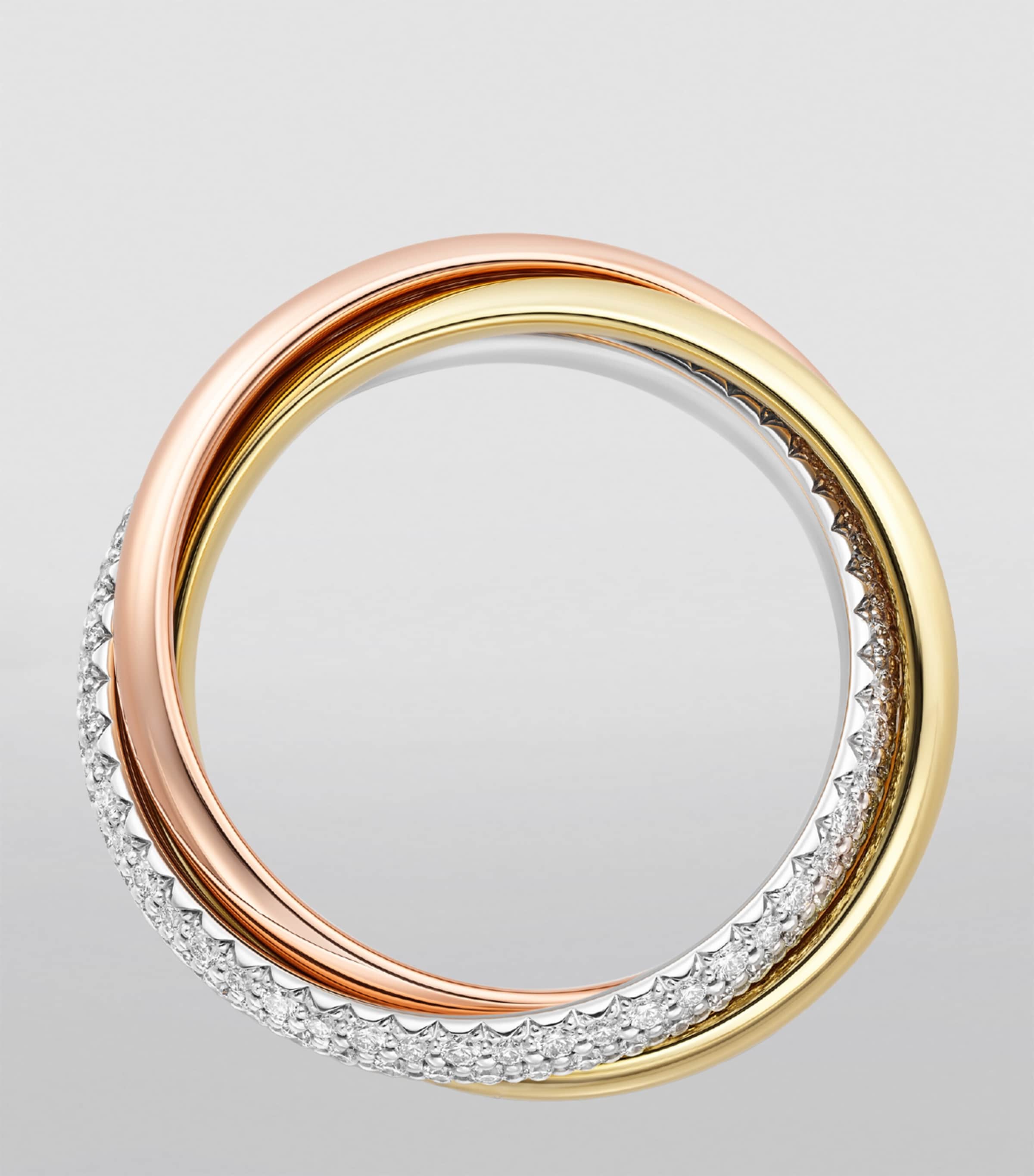 Medium White, Yellow, Rose Gold and Diamond Trinity Ring MIXED GOLD Image 2