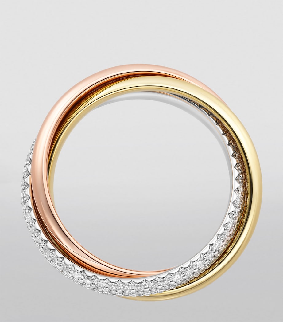 Medium White, Yellow, Rose Gold and Diamond Trinity Ring MIXED GOLD Image 2