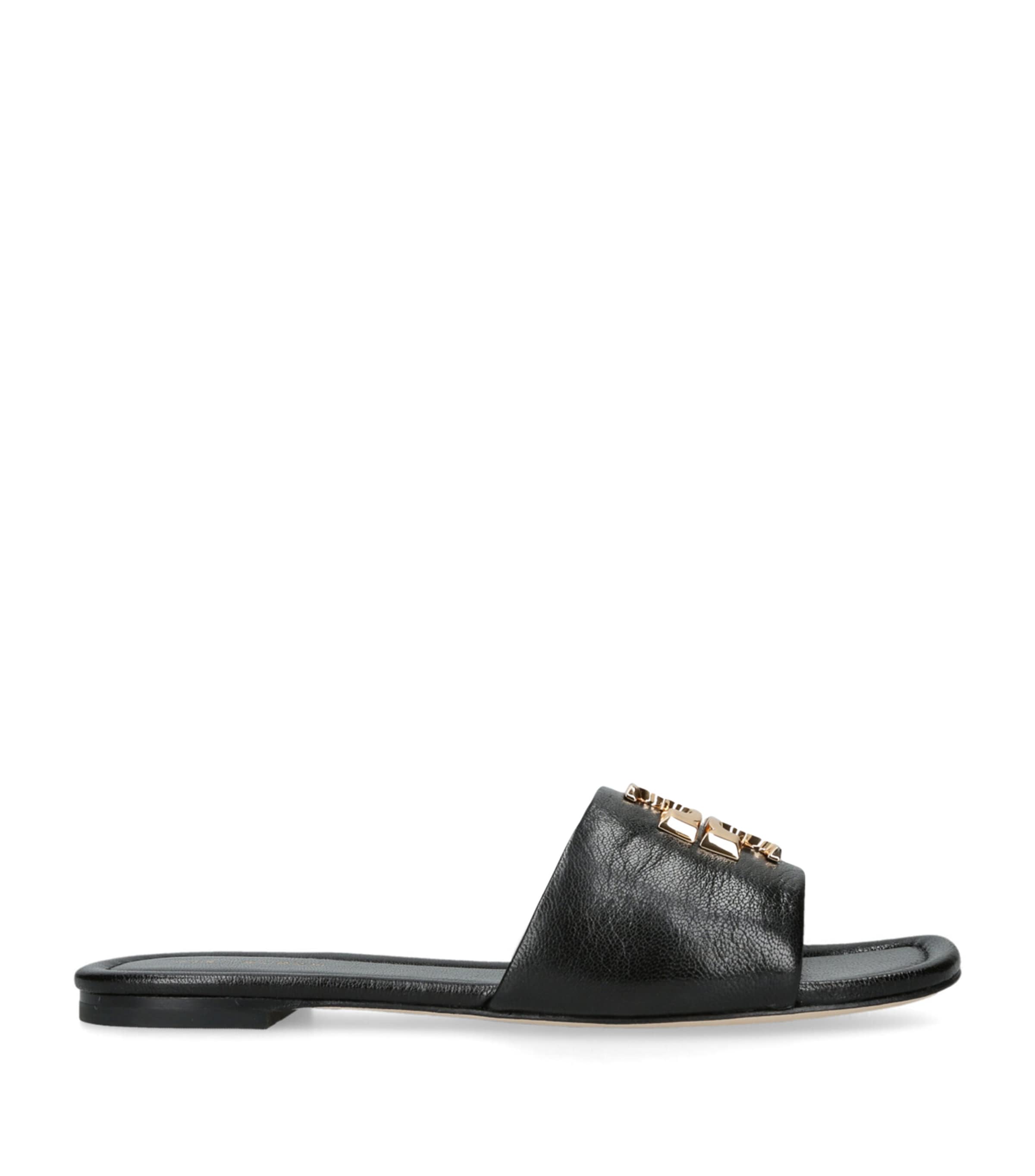 Shop Tory Burch Leather Eleanor Slides In Black