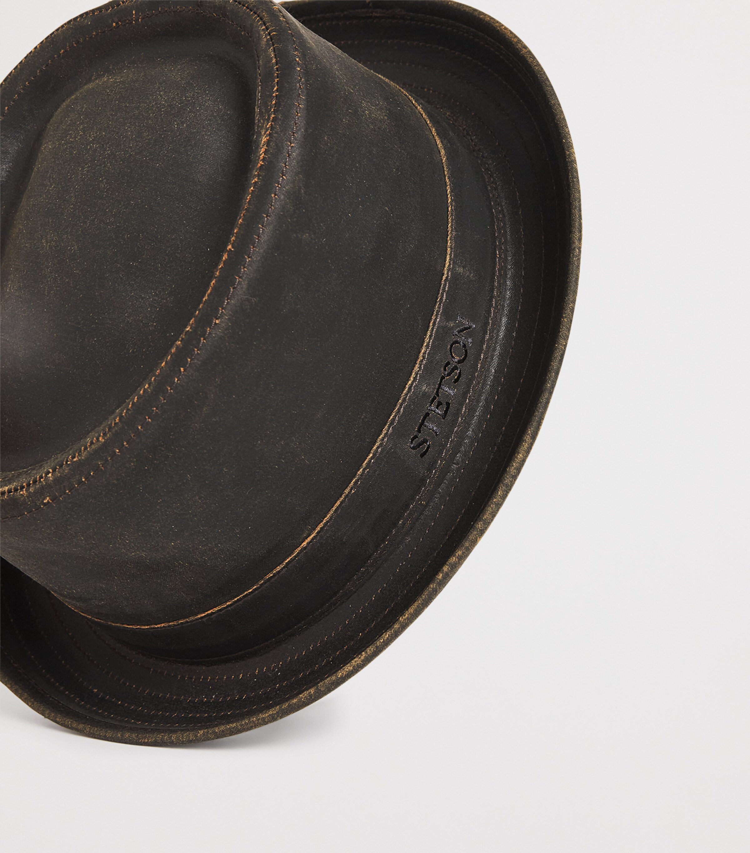 Cotton-Blend Pork Pie Hat 6 - BROWN Image 4