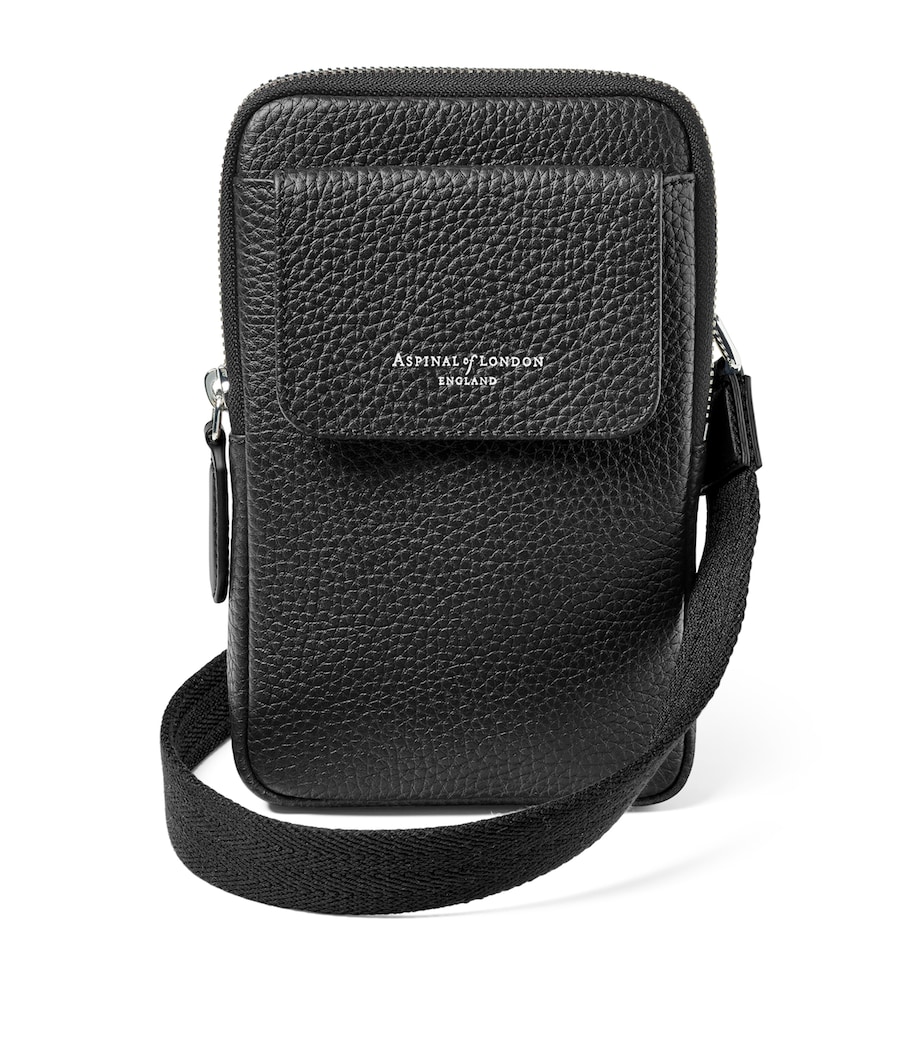Leather Cross-Body Phone Pouch BLACK Image 3
