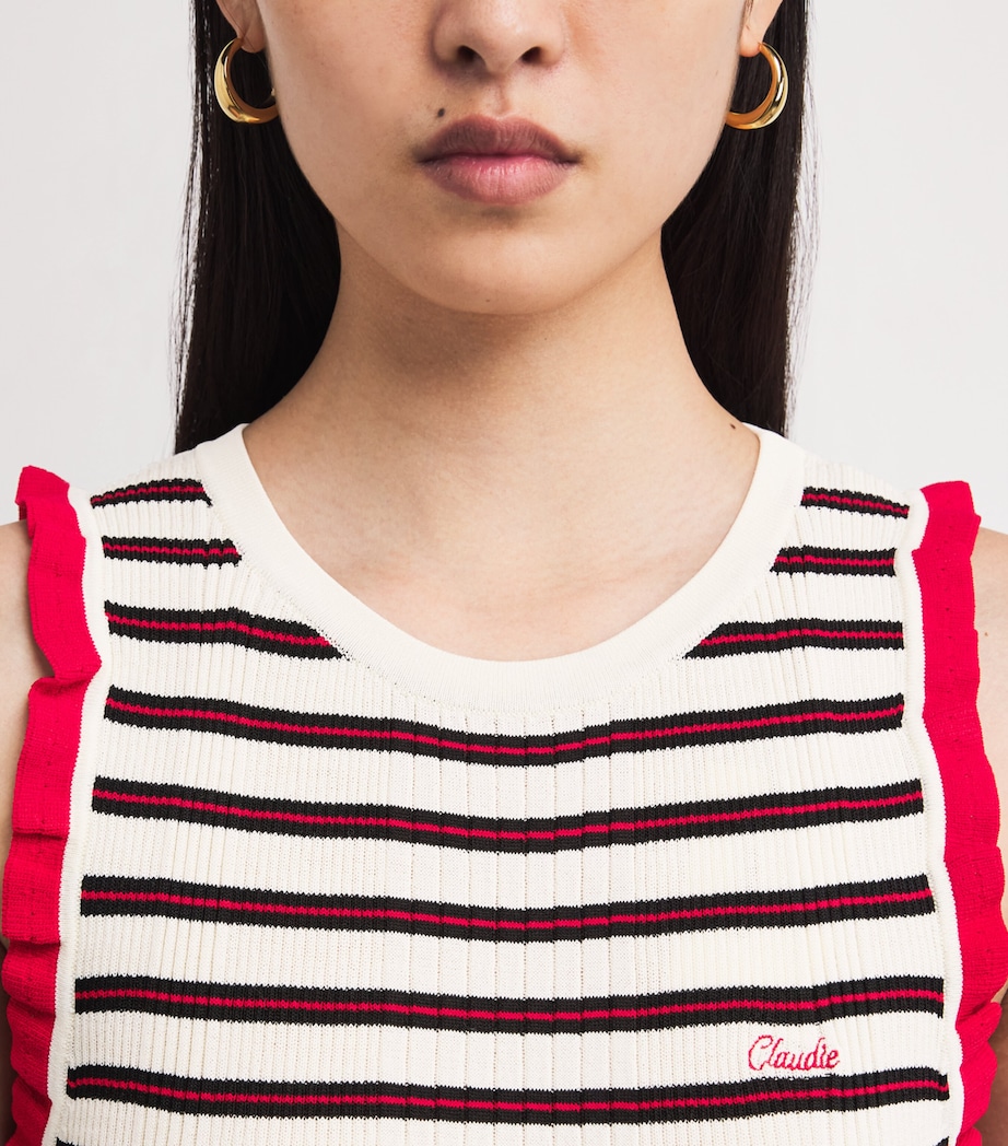 Stripe Midi Knitted Dress RED Image 4