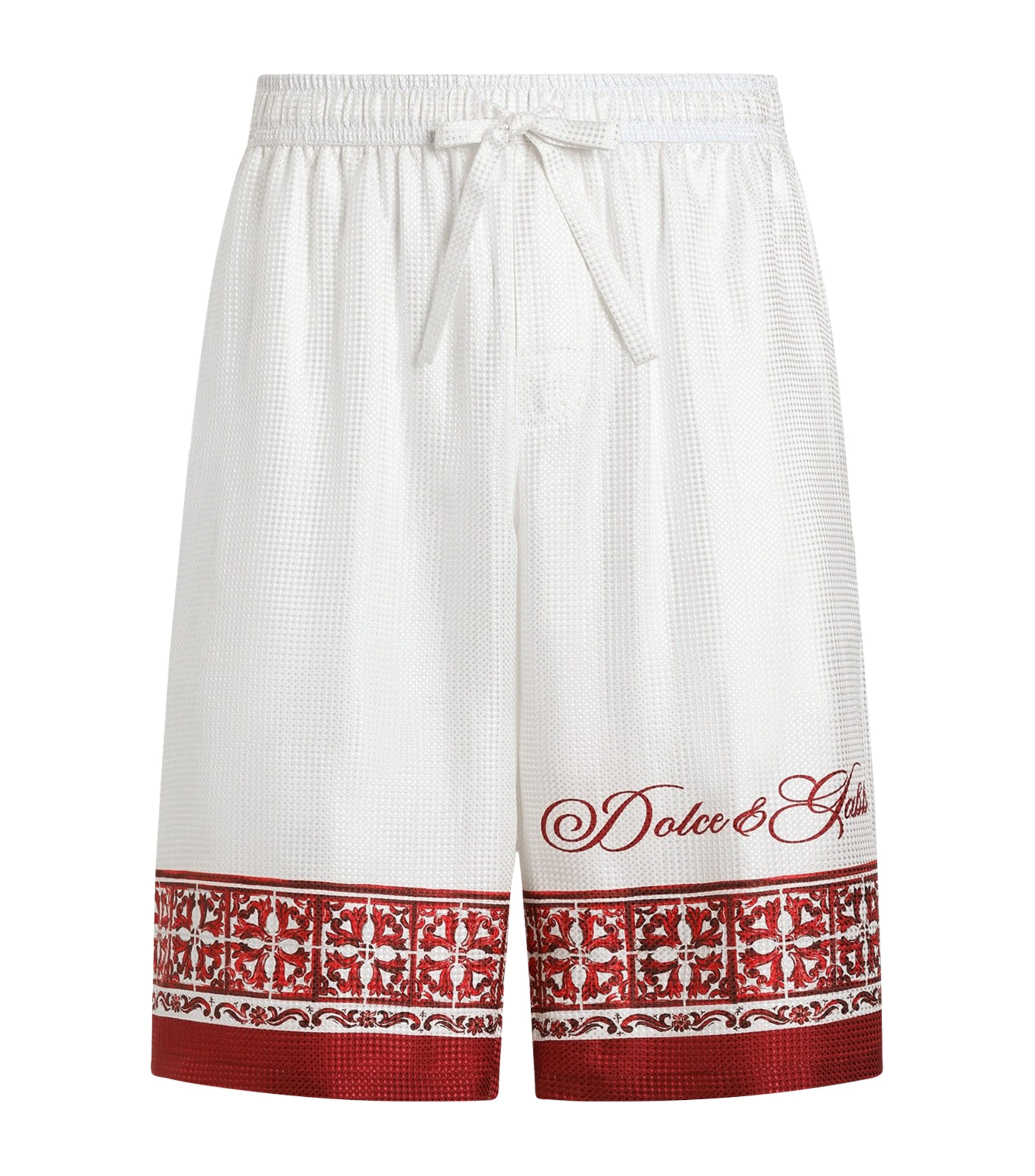 Dolce&Gabbana Mens Silk Printed Shorts Maiolica Ru Image 1