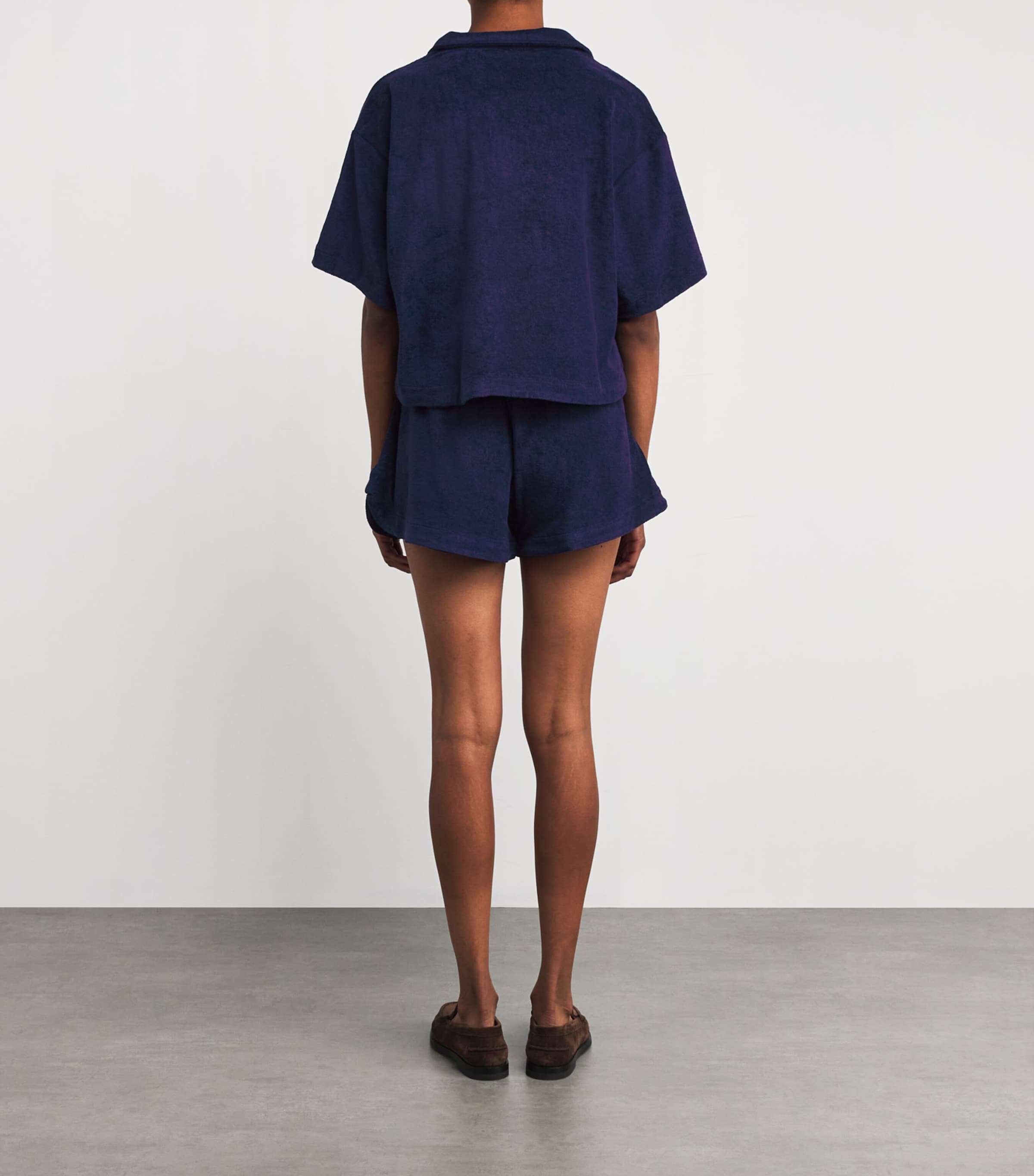 Polo Ralph Lauren Womens Cotton Terry Shirt and Shorts Set Navy Image 3