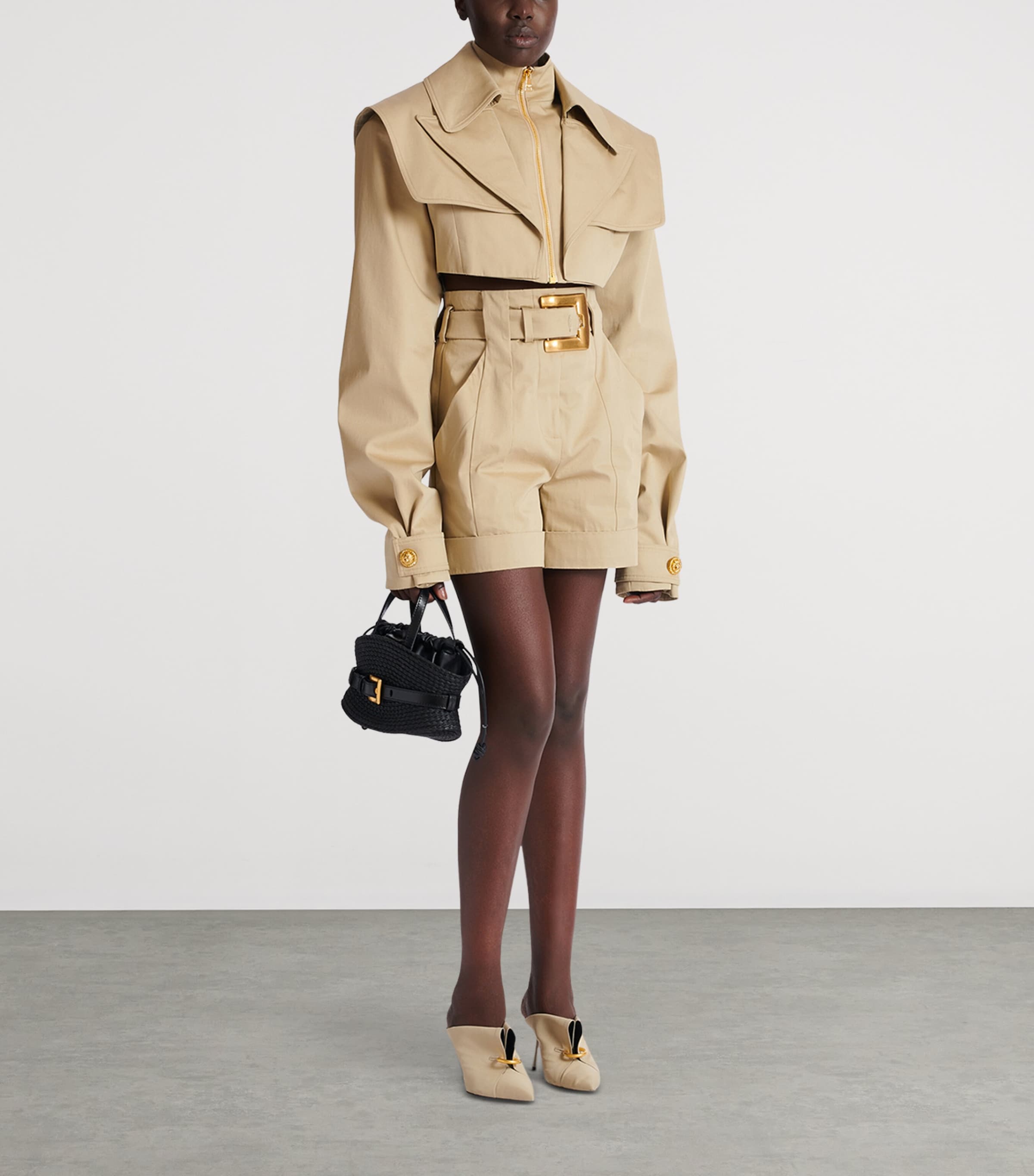 Cotton Cropped Jacket 0AN SABLE Image 3