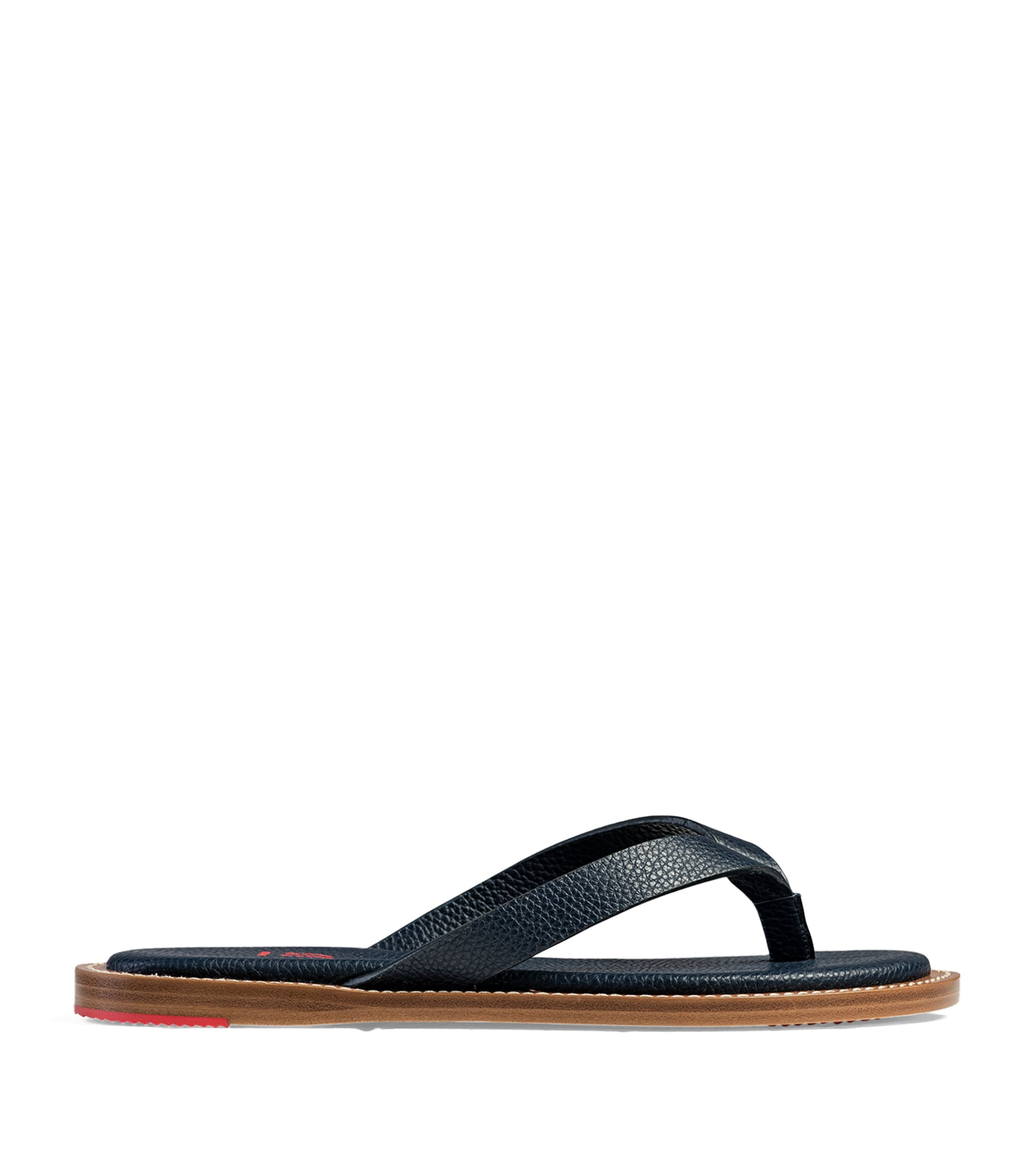 Shop Isaia Leather Sandals In Navy