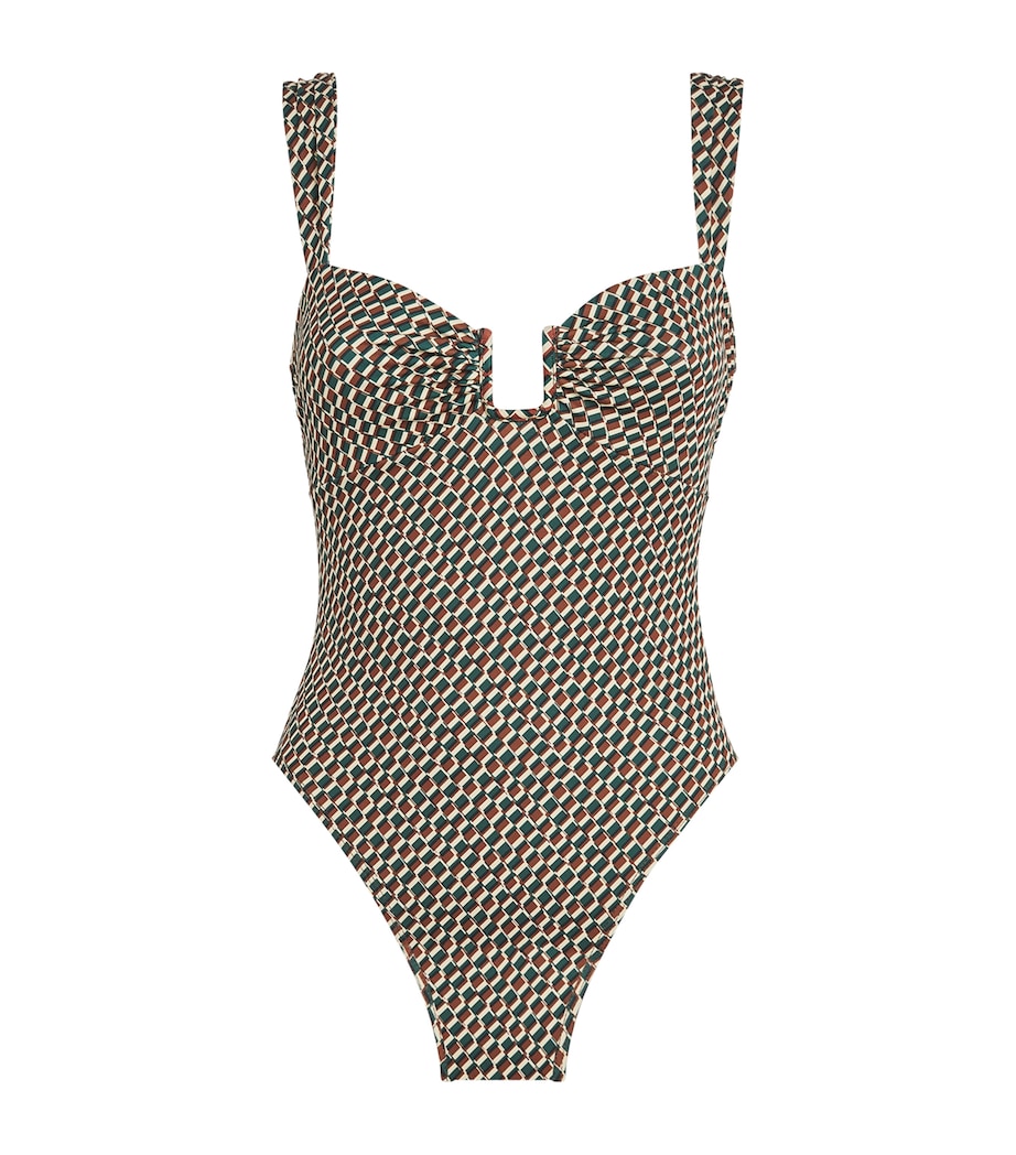 Geometric Print High-Leg Cannes Swimsuit IVY GREEN GEO PRINT Image 1