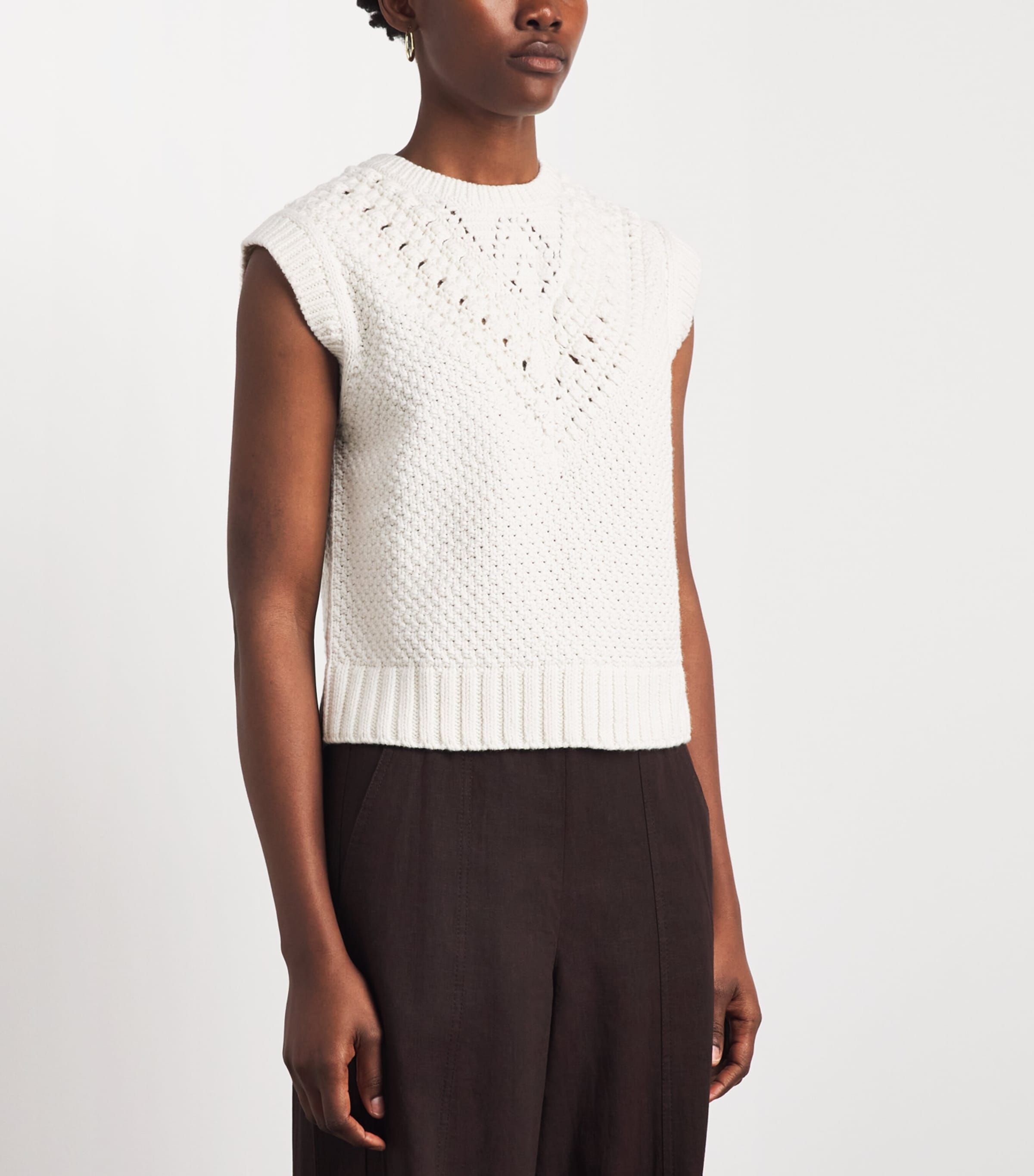 ME+EM Womens Organic Cotton-Merino Wool Vest Cream Image 4
