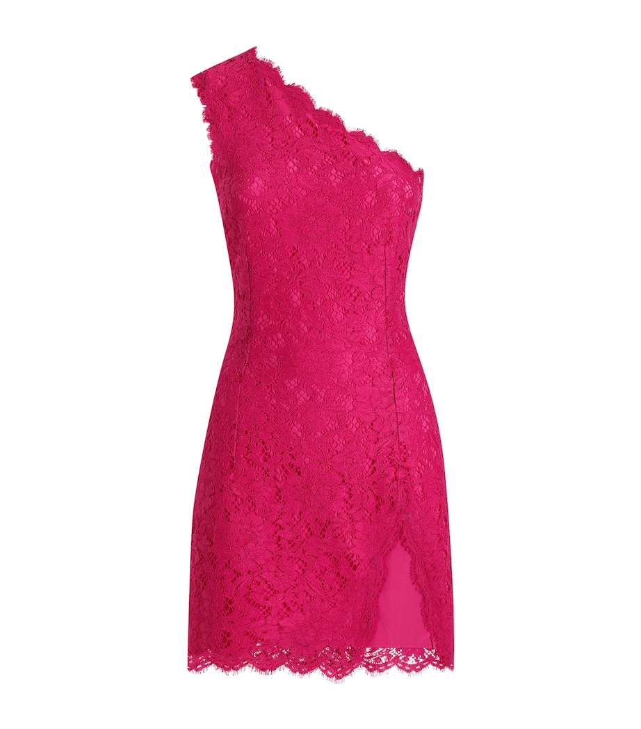 Lace One-Shoulder Mini Dress F0382-SHOCKING ROSE Image 1